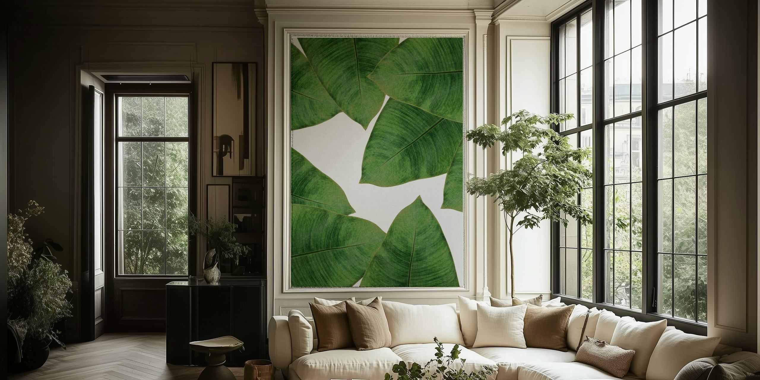 Papel pintado Banana Leaf II en una sala de estar