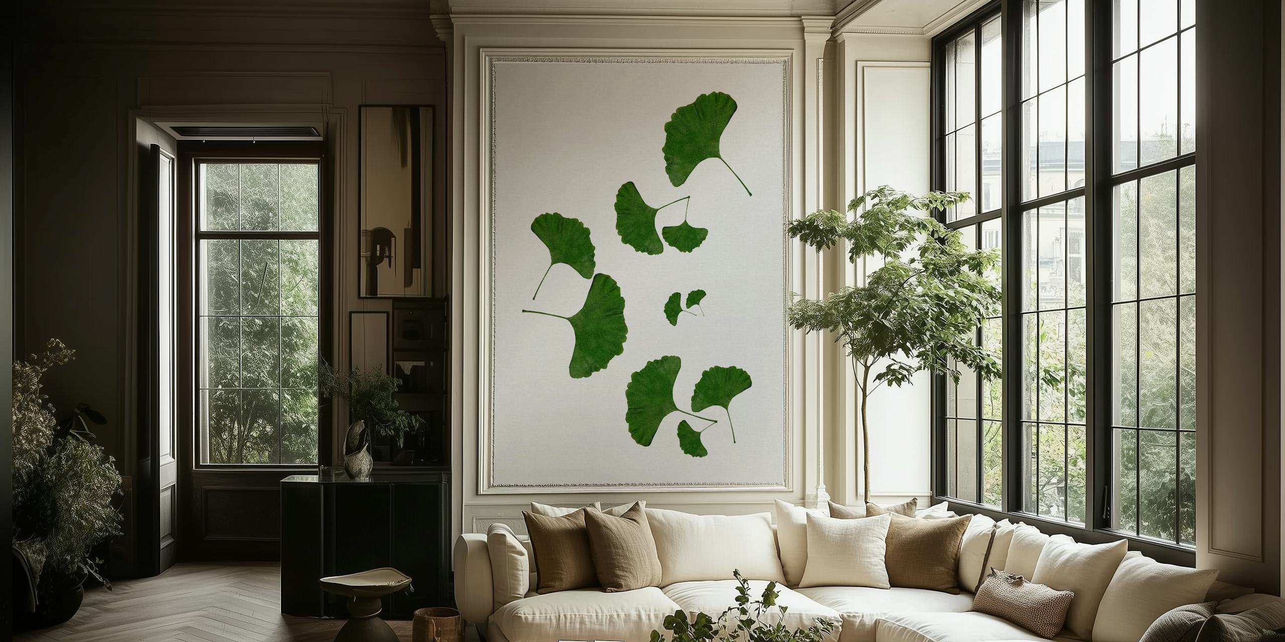 Ginkgo Leaf I papel de parede em um cômodo