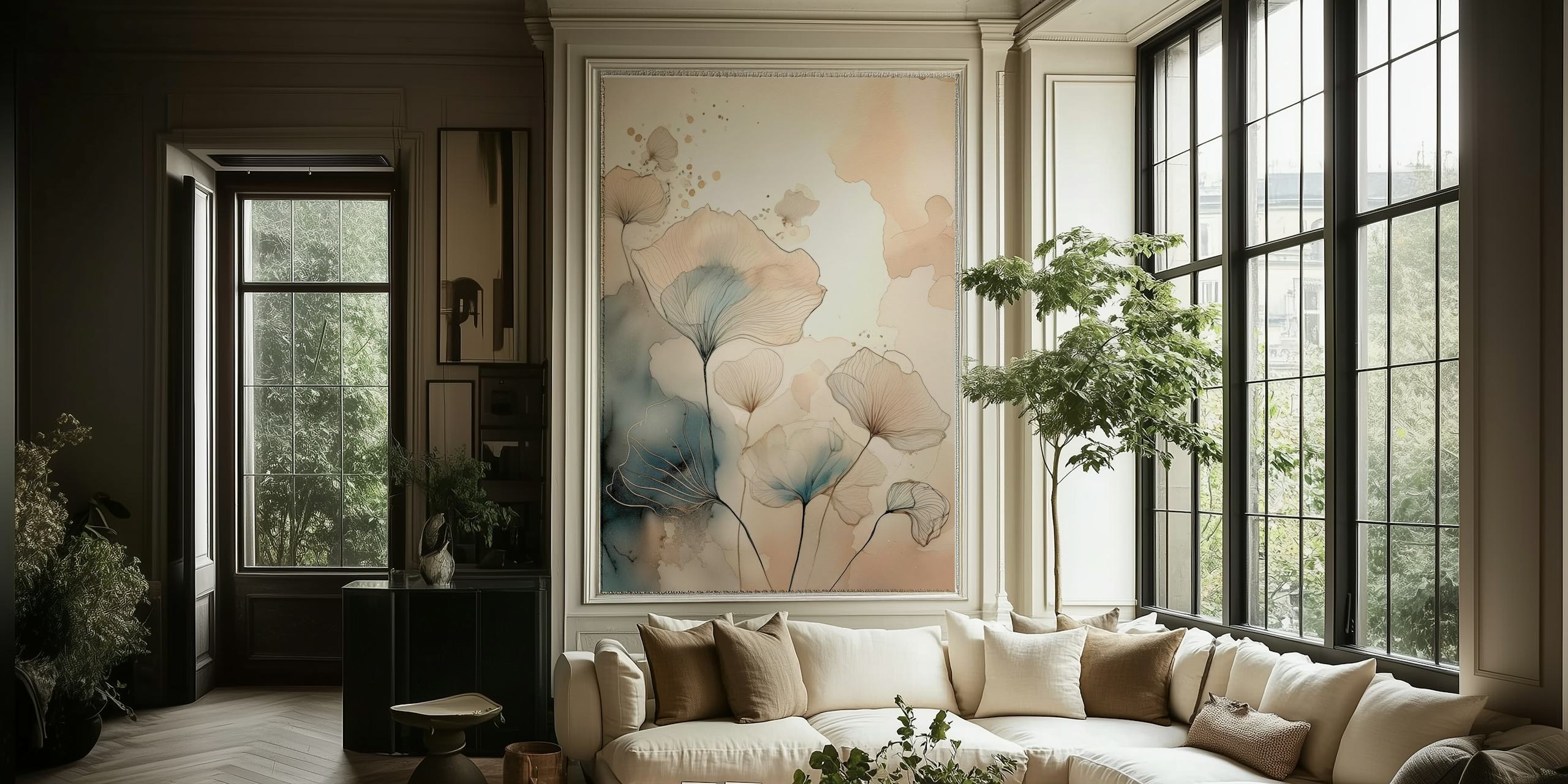 Delicate floral wallpaper σε ρύθμιση δωματίου