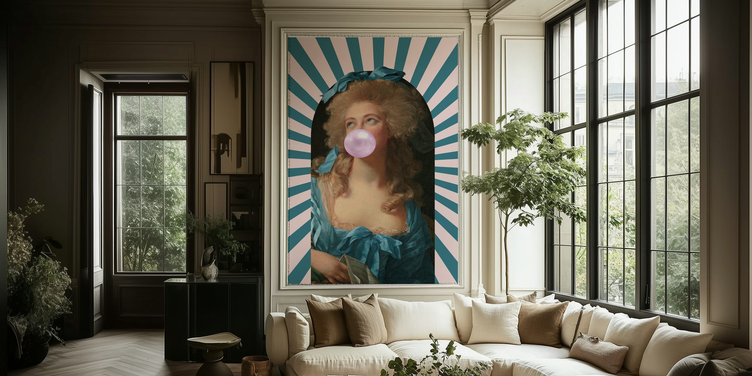 Vintage Bubblegum Delight wallpaper in a room
