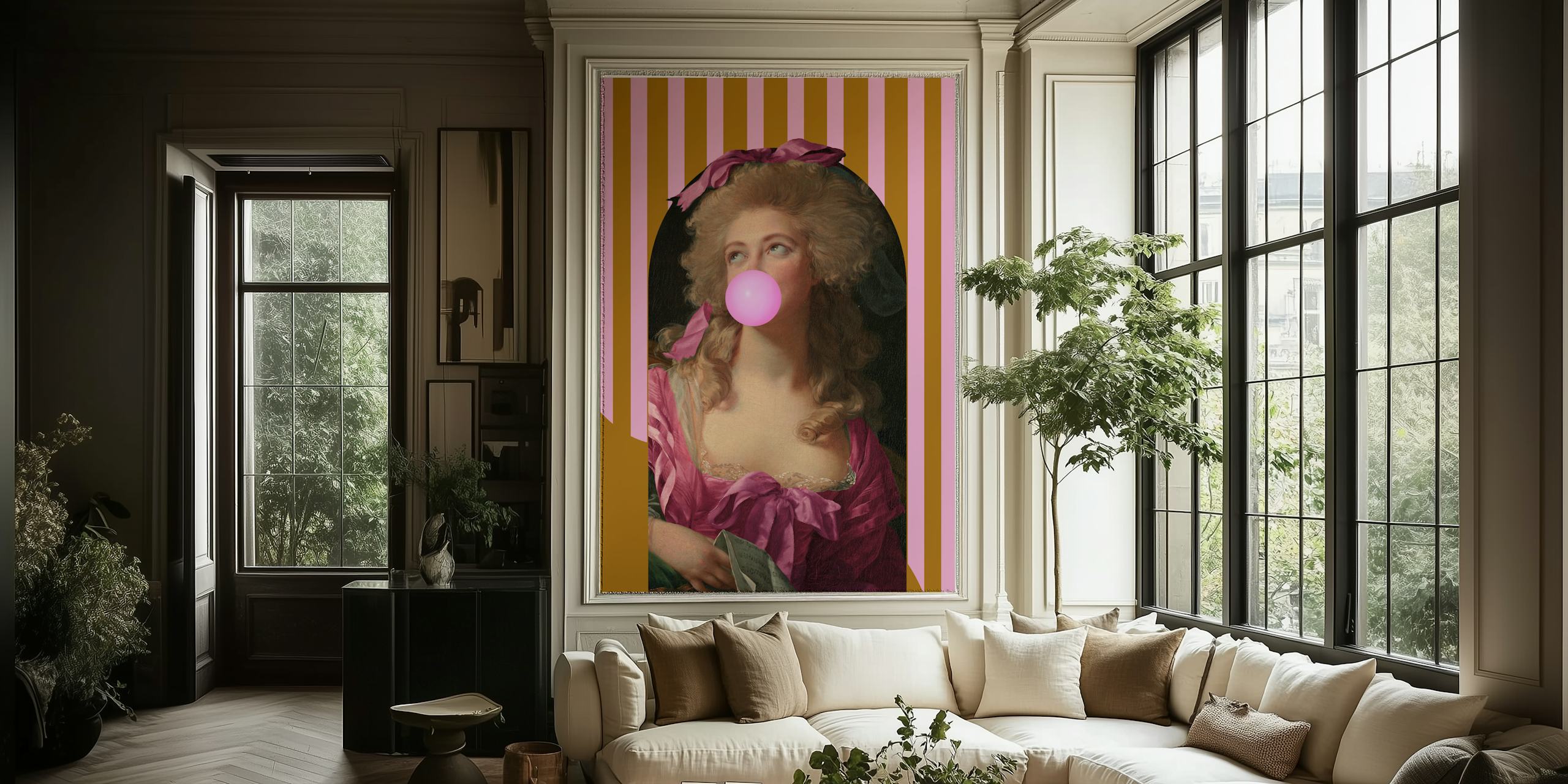 Retro Royal Chic-Tapete in einem stilvollen Raum