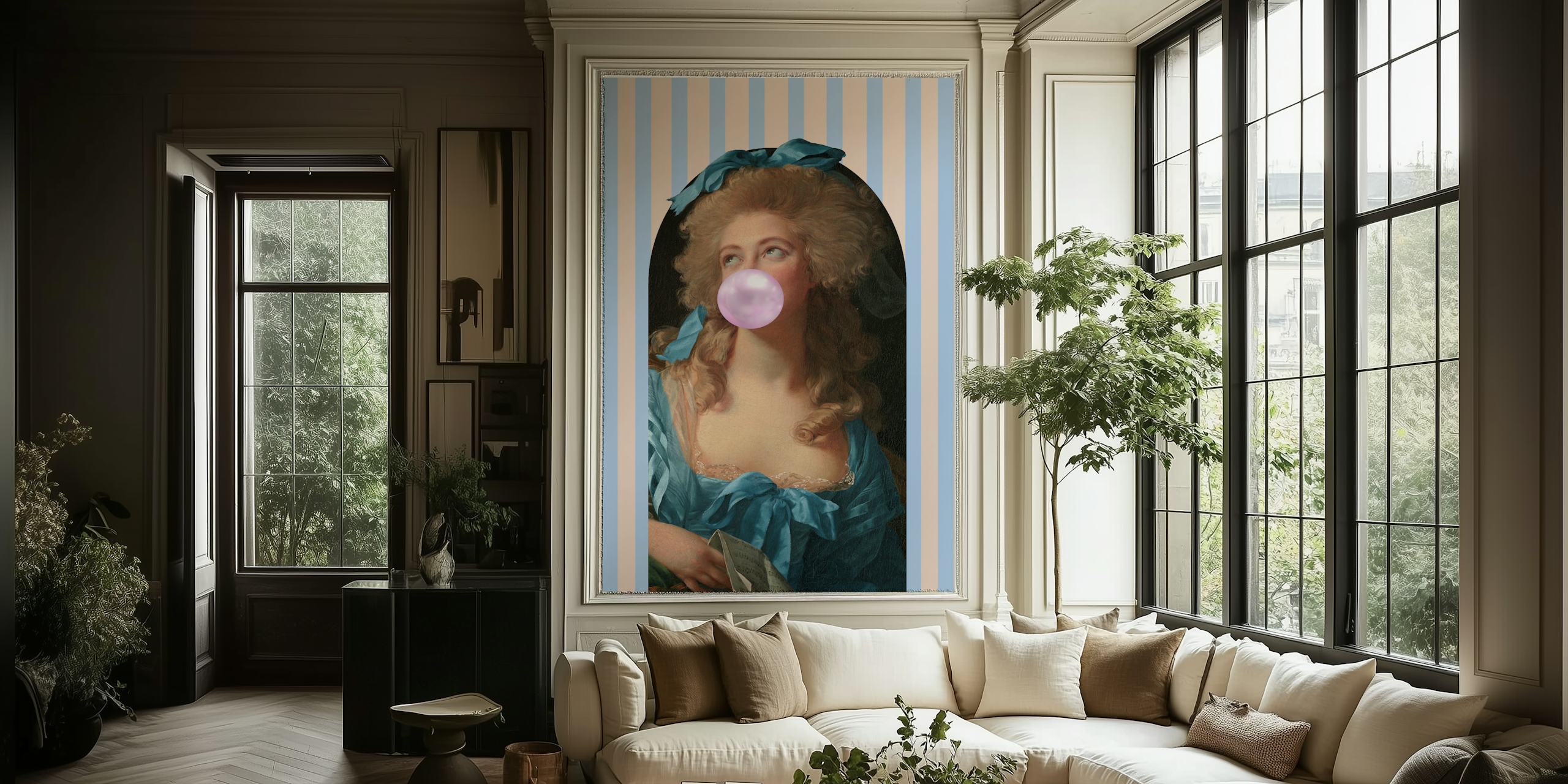 Tapeta Retro Chic Bubblegum Portrait v místnosti