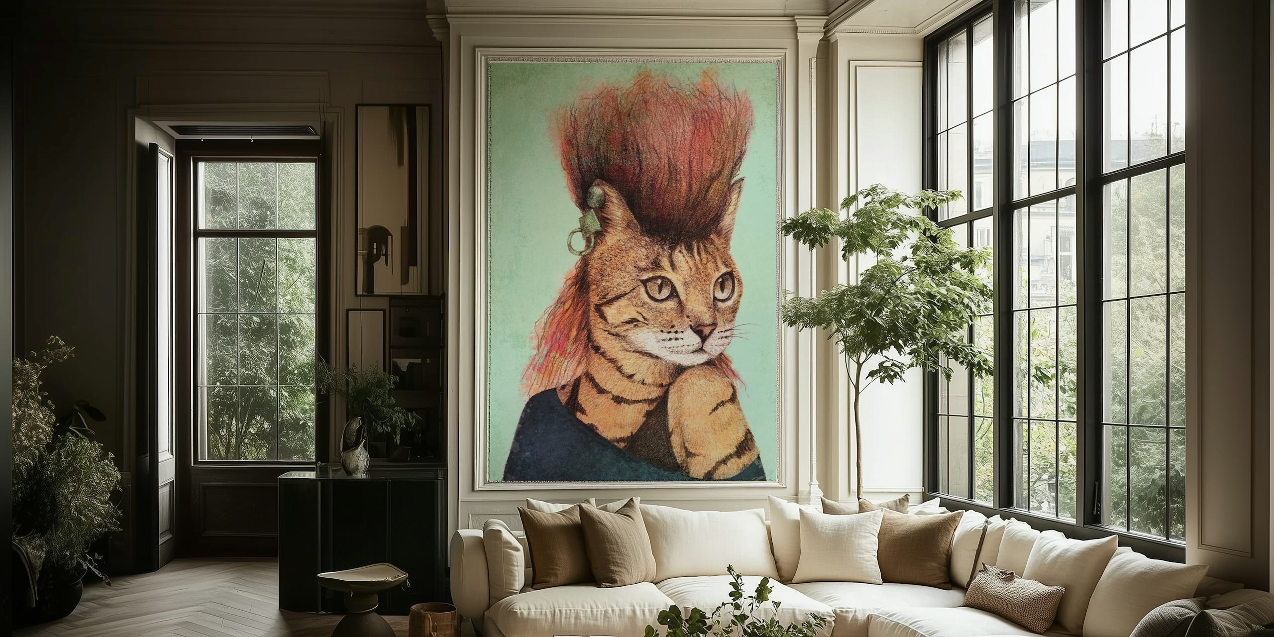 Carta da parati illustrata di Caty II con acconciatura punk