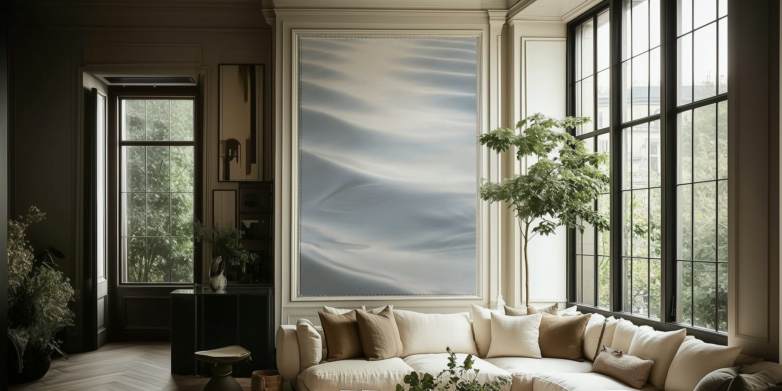 Soft silver ocean wave ripples wallpaper