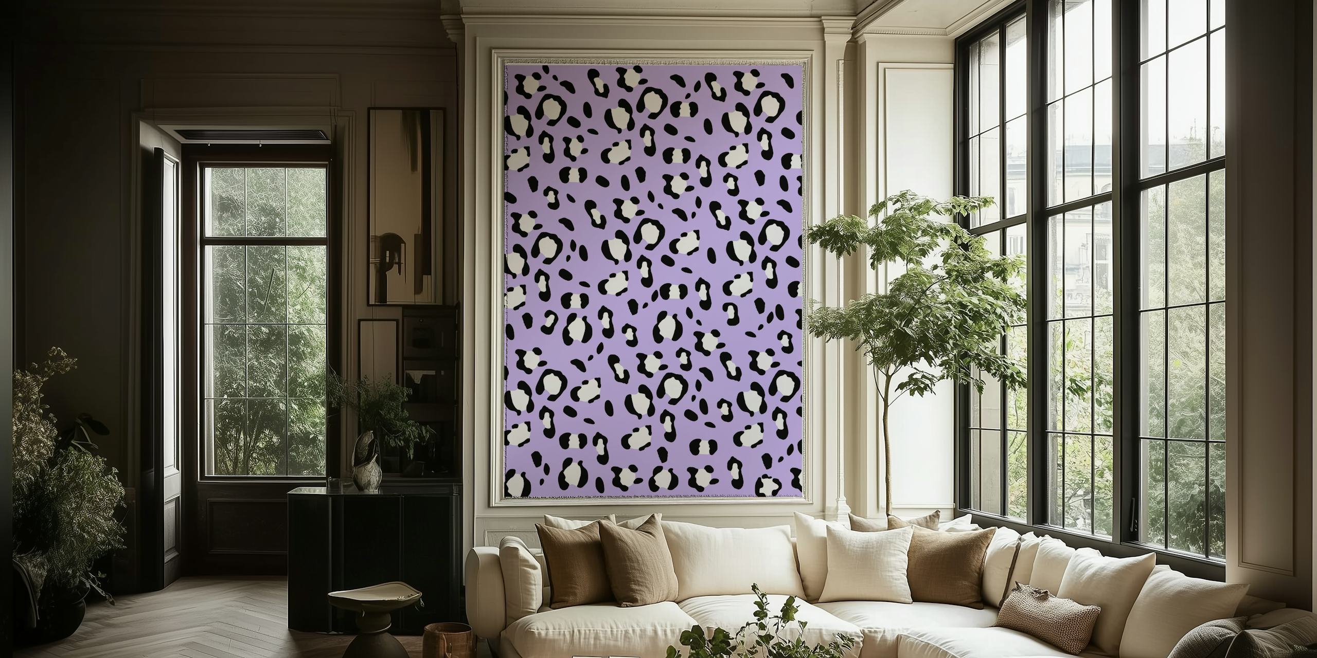 Leopard animal print wallpaper in a room