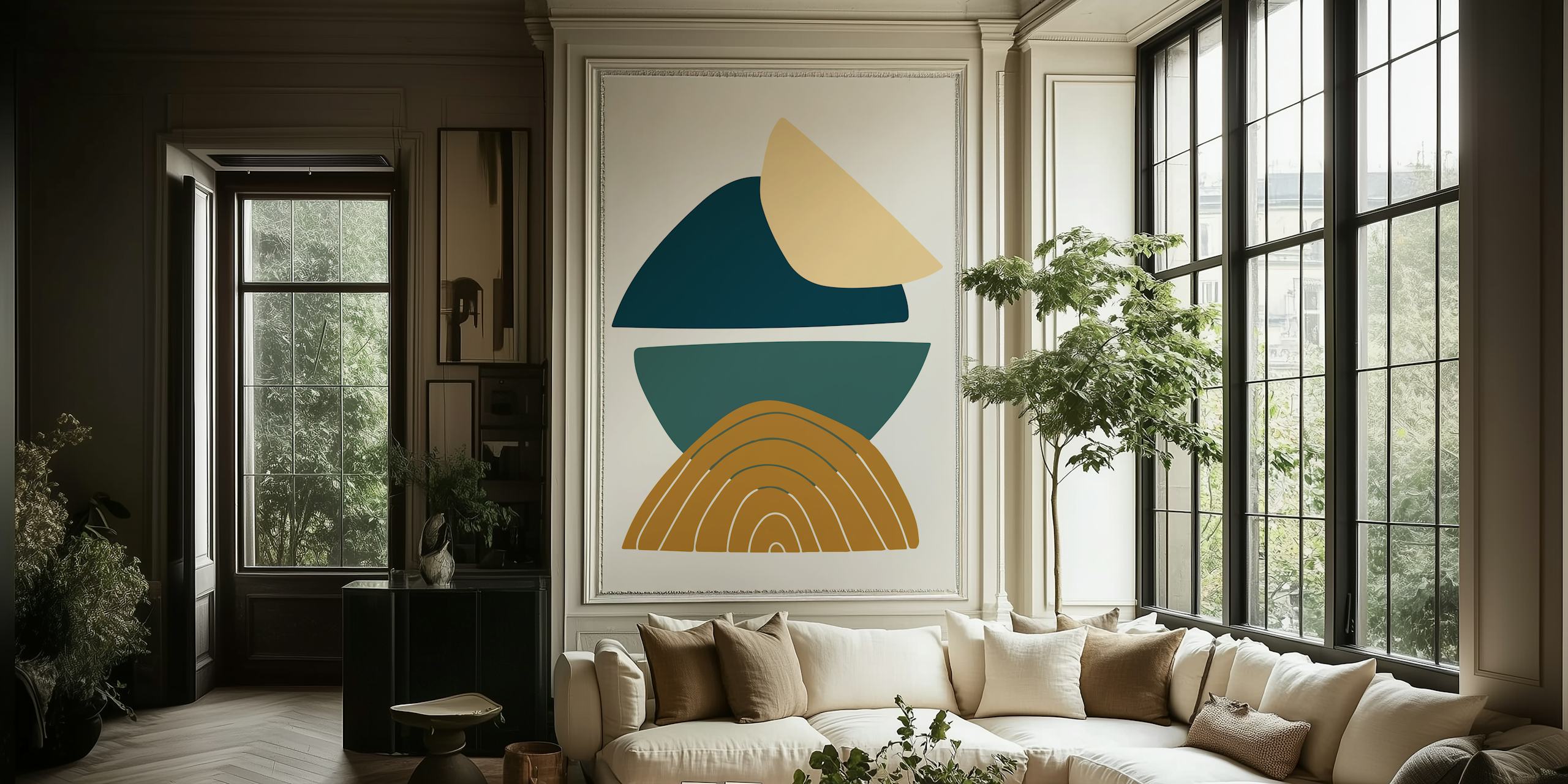 Mid-century modern wallpaper design in a room