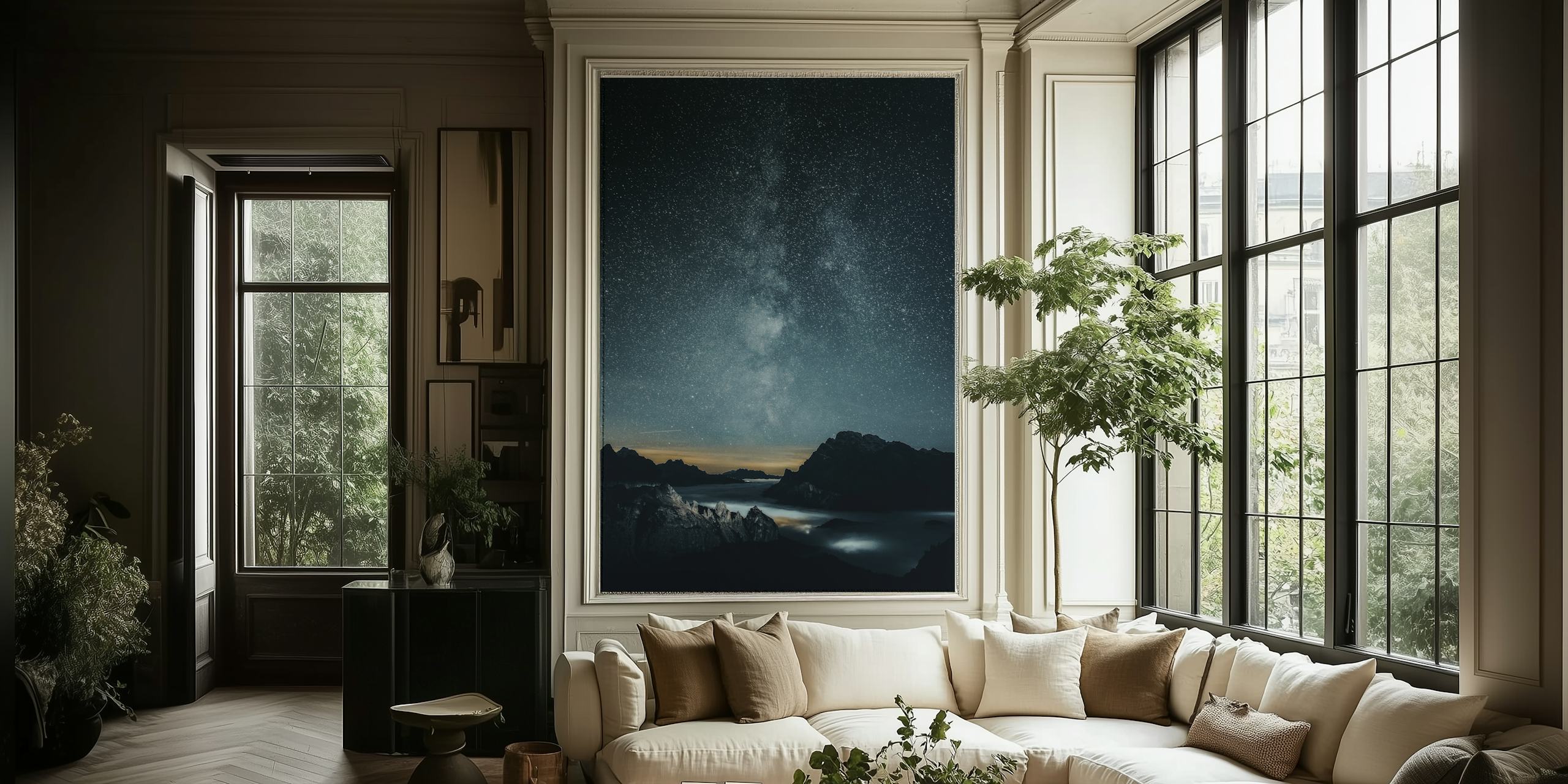 Tranquil Starlit Mountain View tapet i et rum
