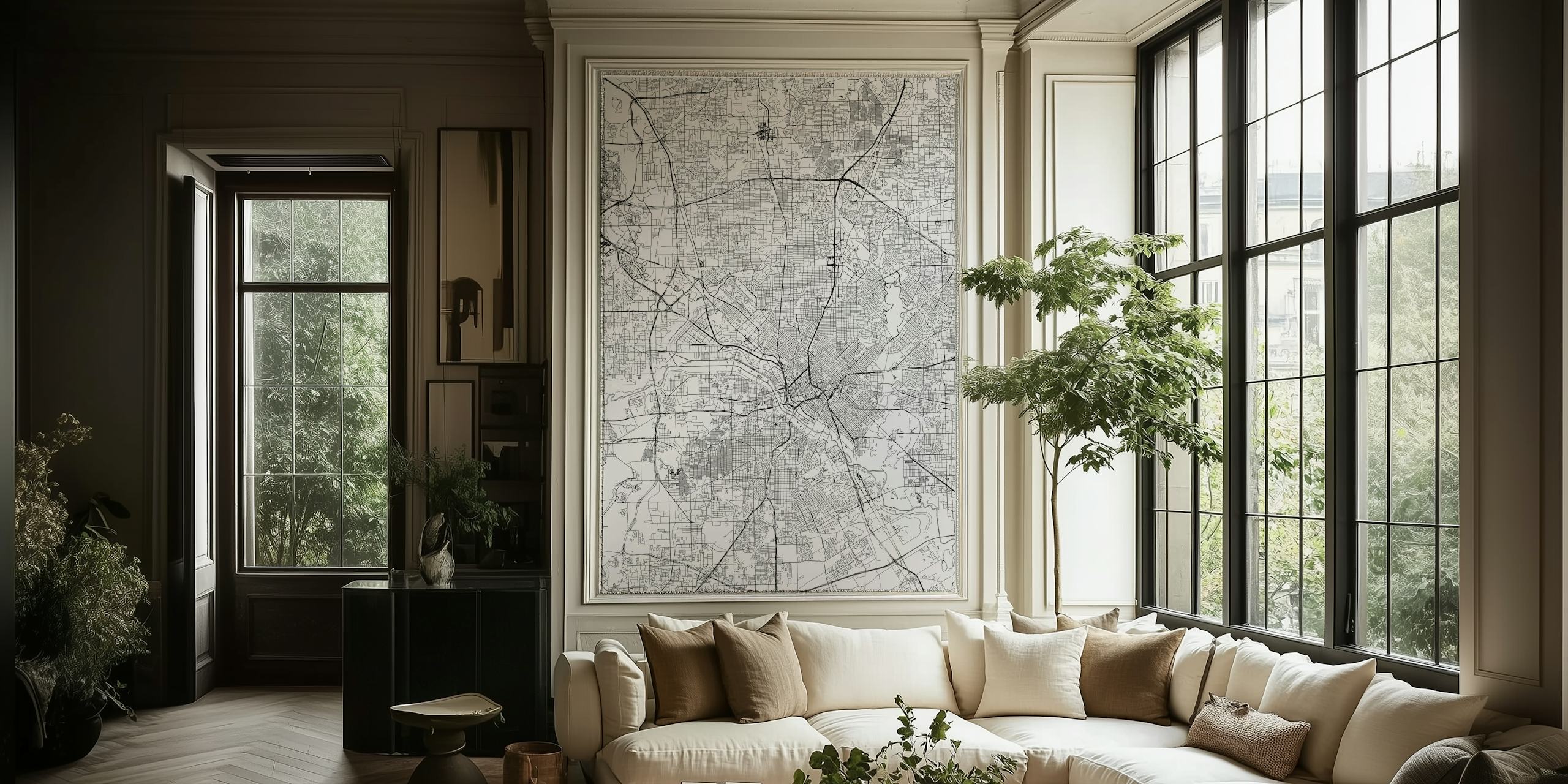 Papel pintado Dallas Map Portrait en decoración moderna de habitaciones