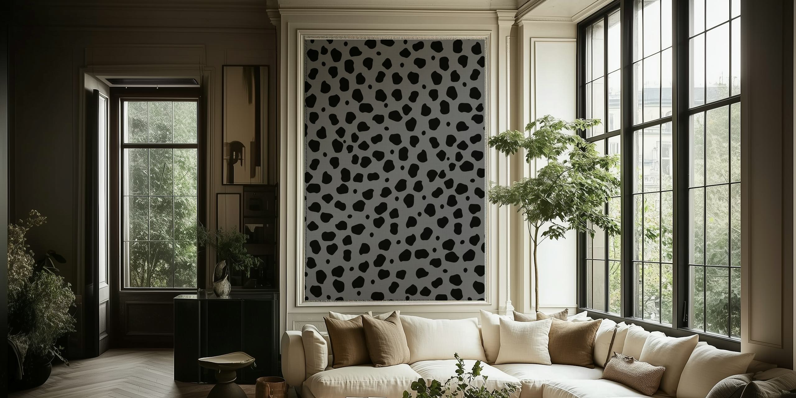 Leopardprint tapet i sort og grå