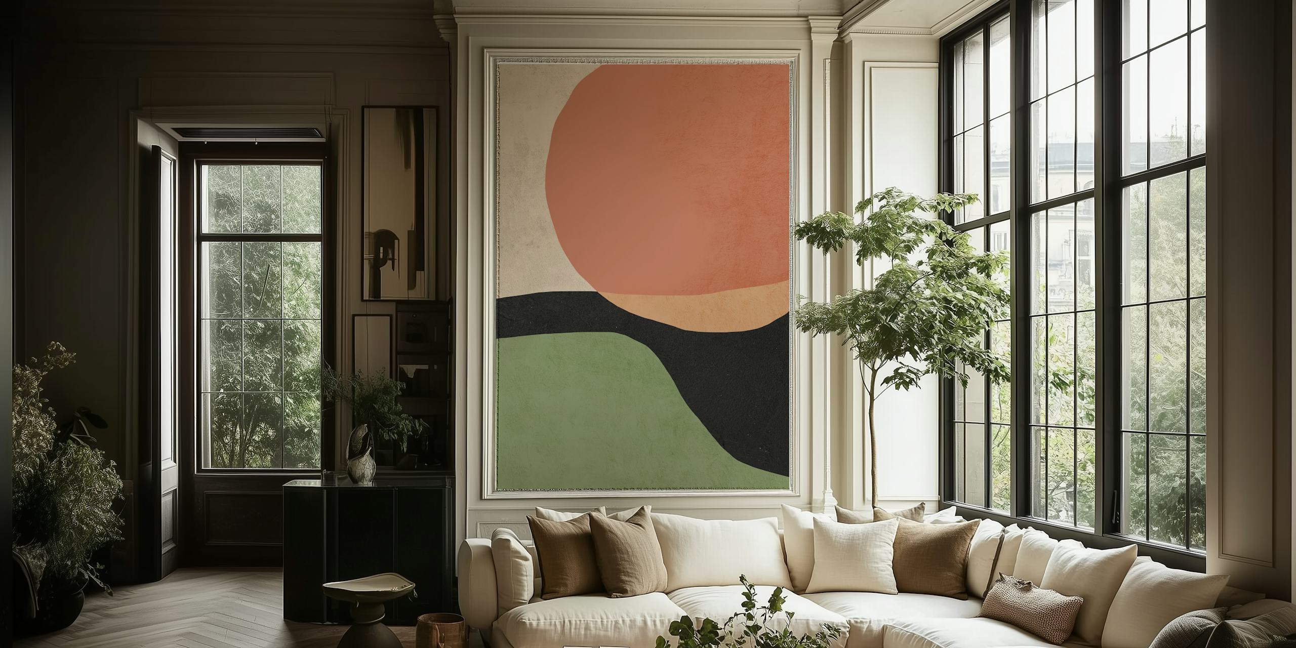 Papier peint African Jungle Sunset affiché dans une pièce