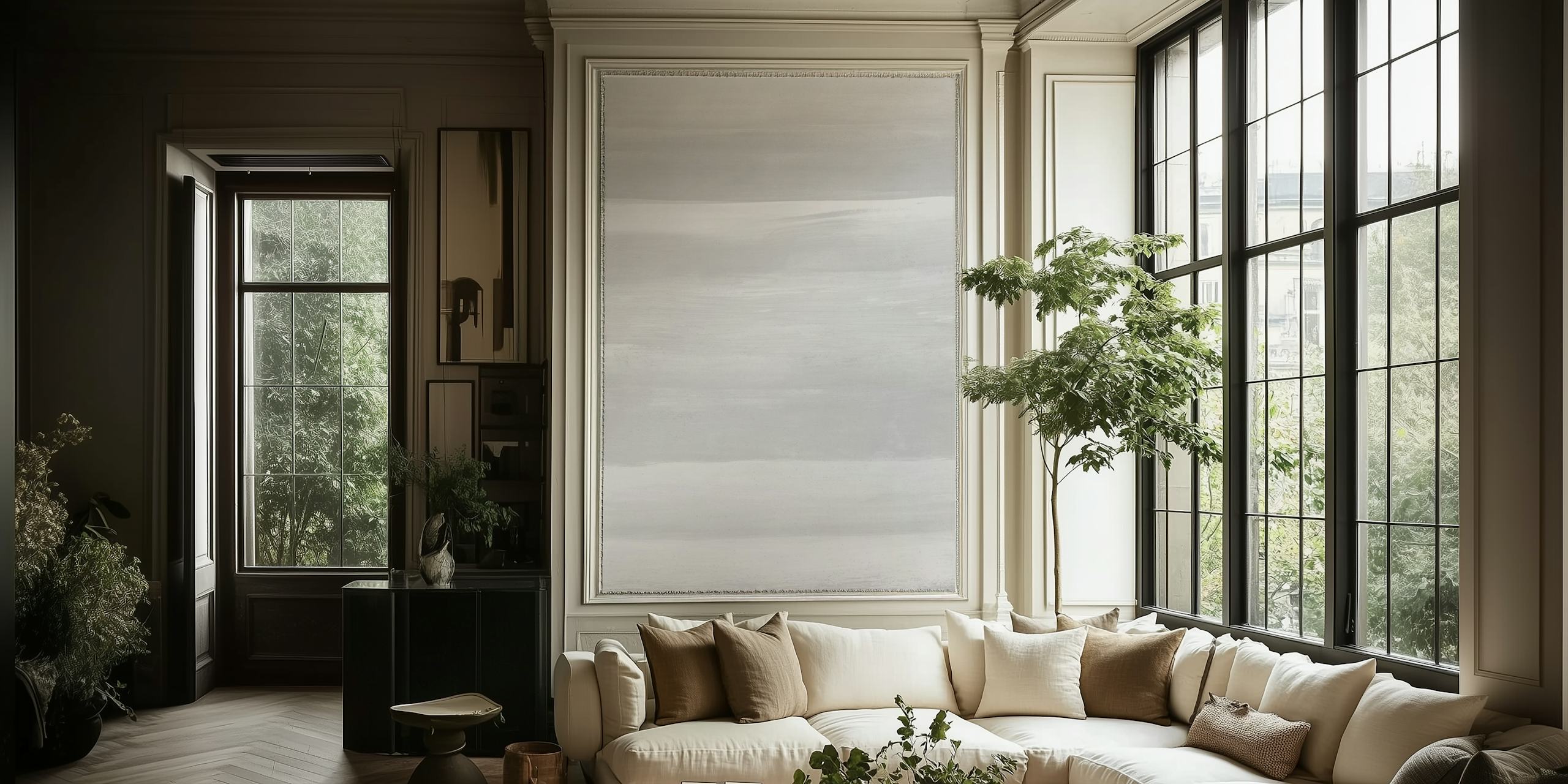 Gray watercolor brushstroke wallpaper with soft tones