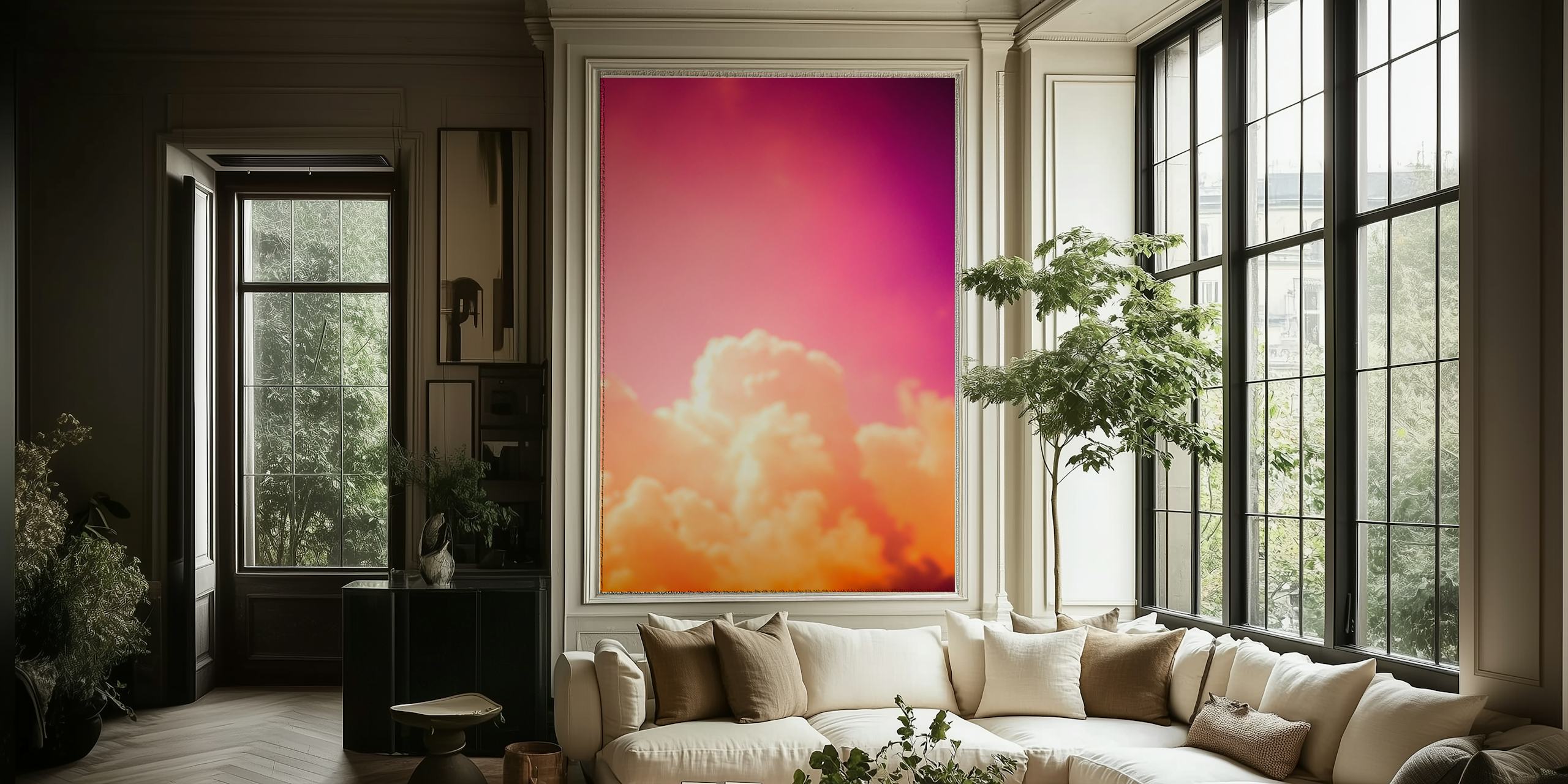 Colorful clouds in shades of purple and orange wallpaper