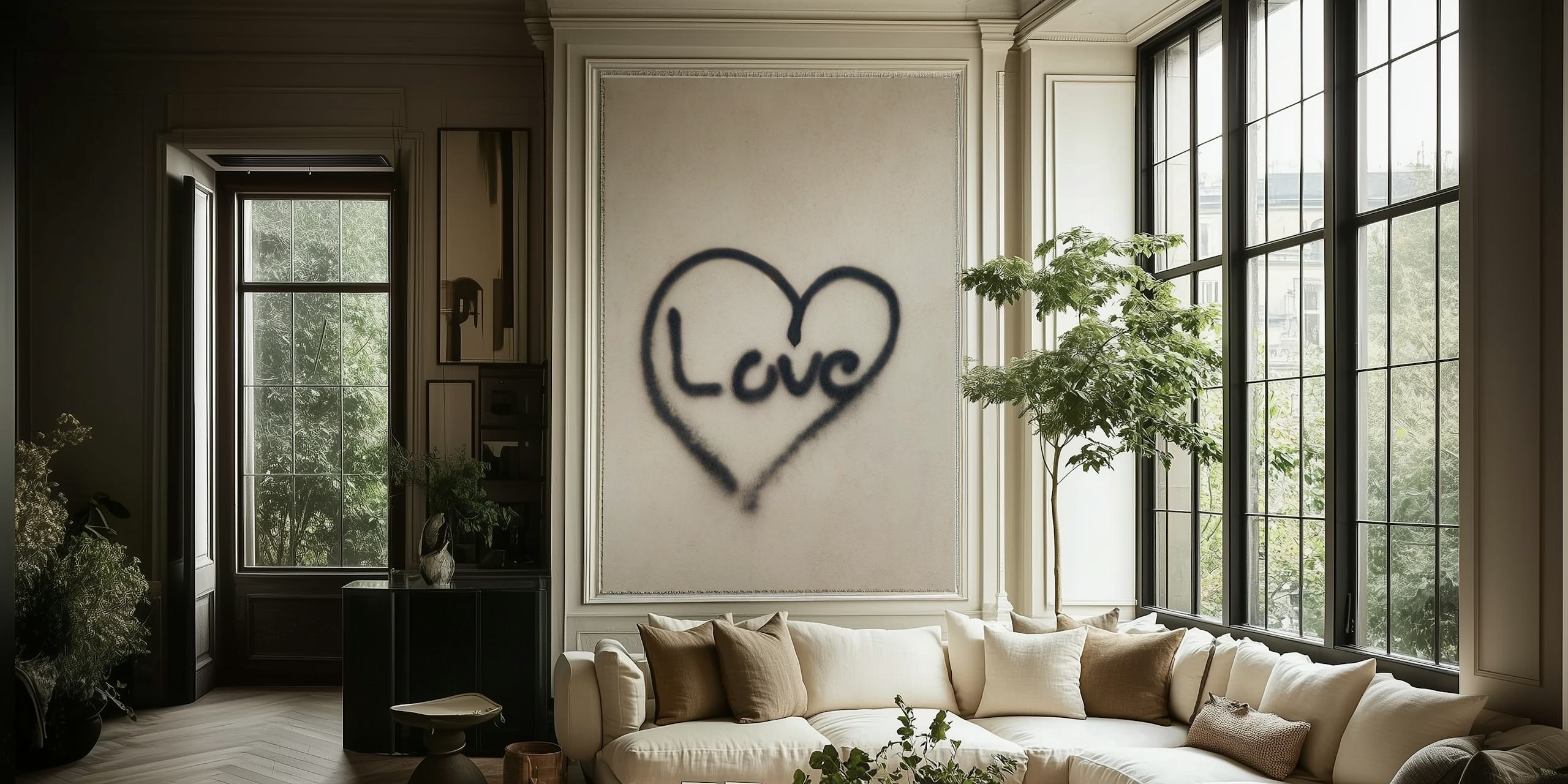 Heart design wallpaper in a room