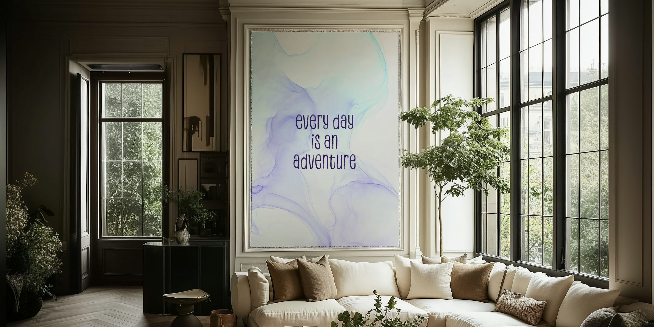 Fargerik tapet med teksten Every day is an adventure