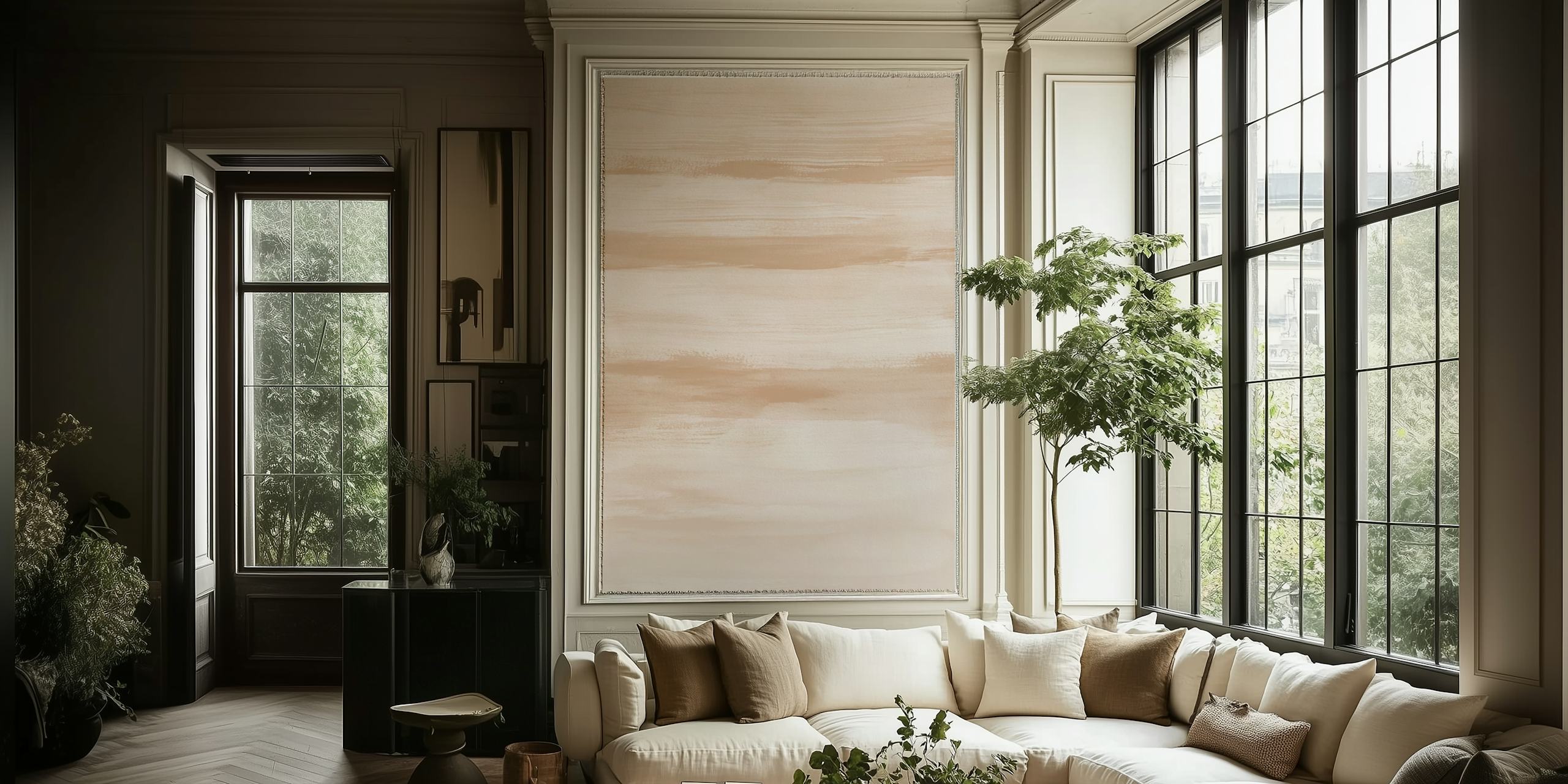 Warm Beige Watercolor wallpaper in a room
