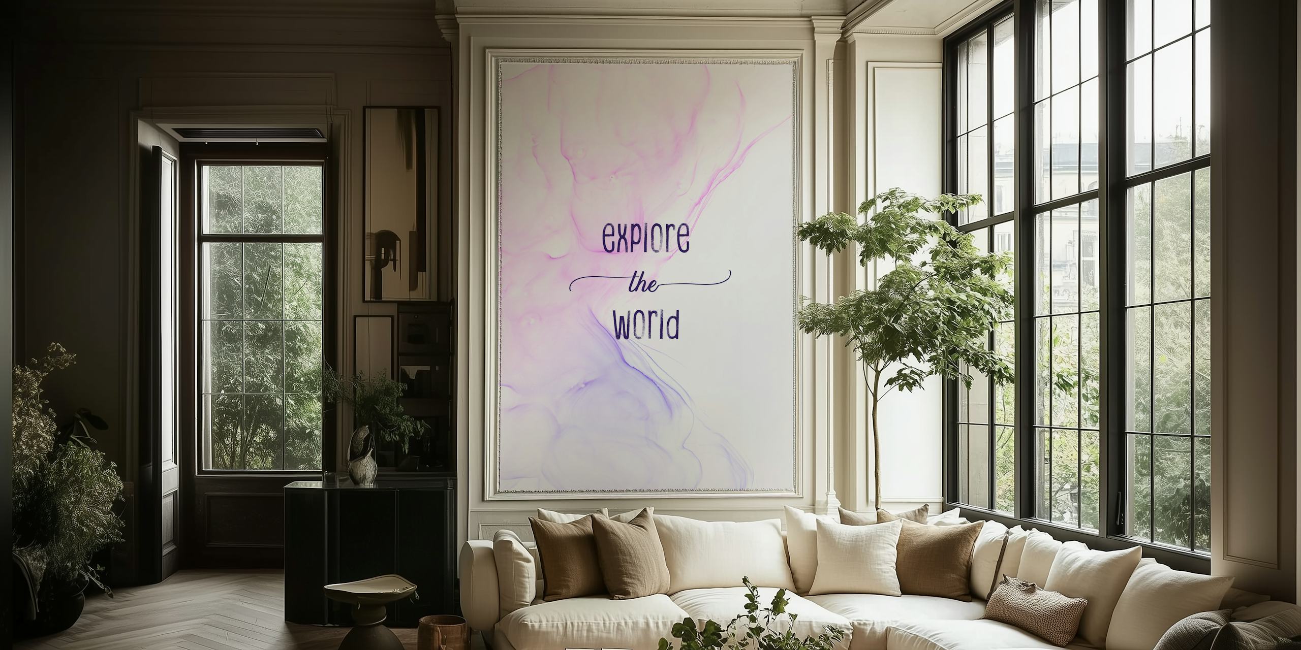 Explore the world wallpaper design in a room