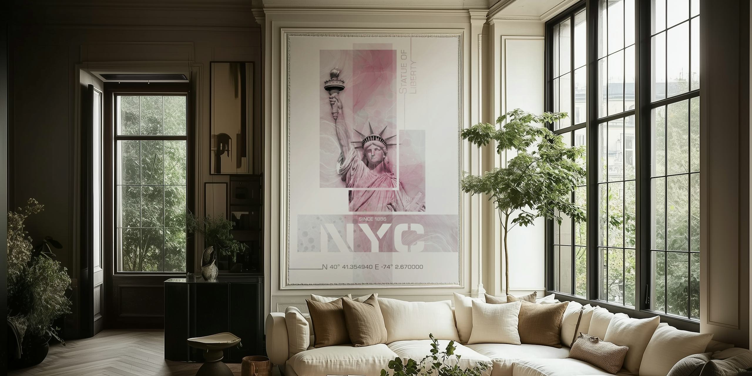 NYC Statue of Liberty rosa tapet i ett rum