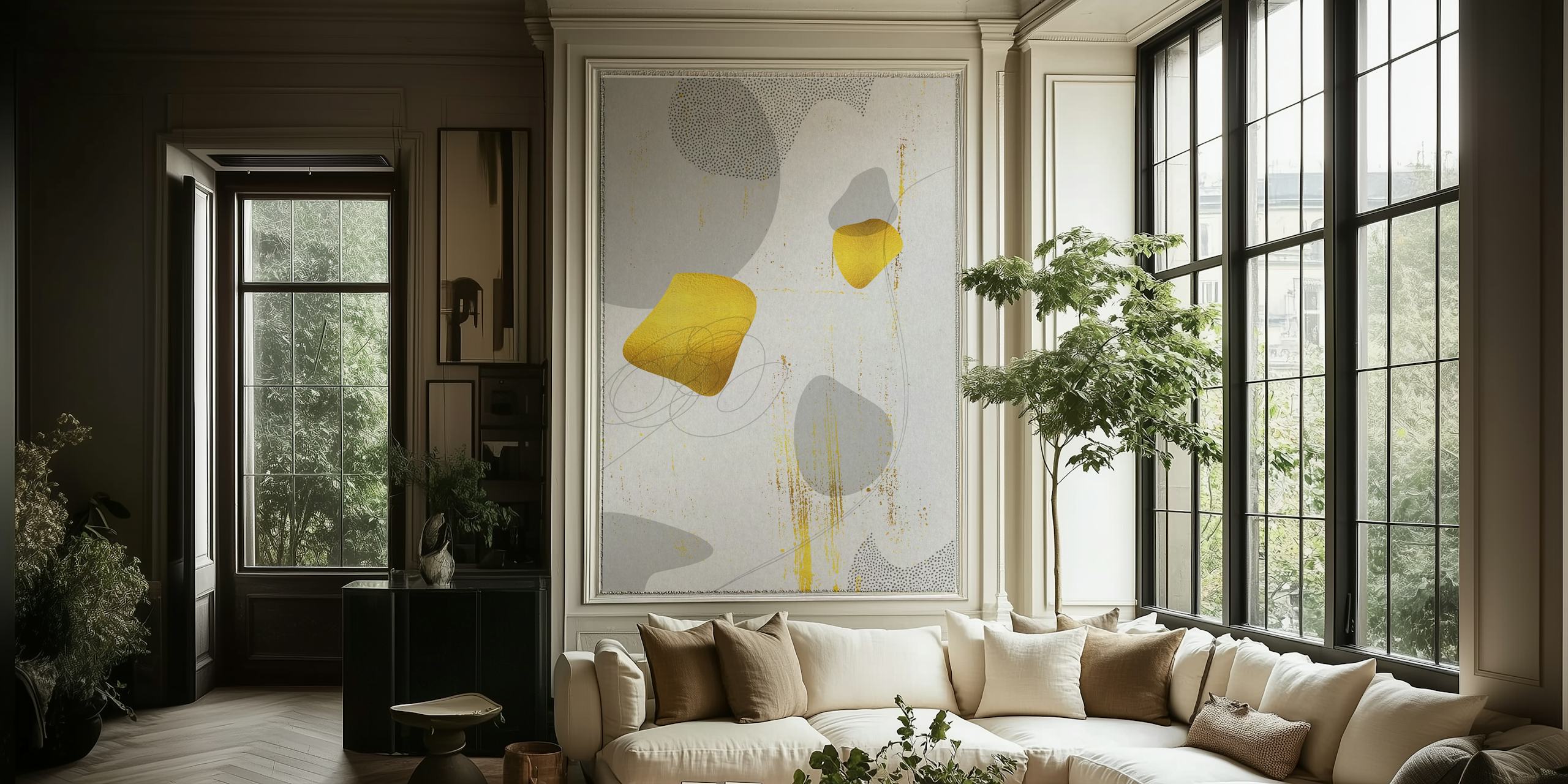 Mid-Century Vintage gold wallpaper design