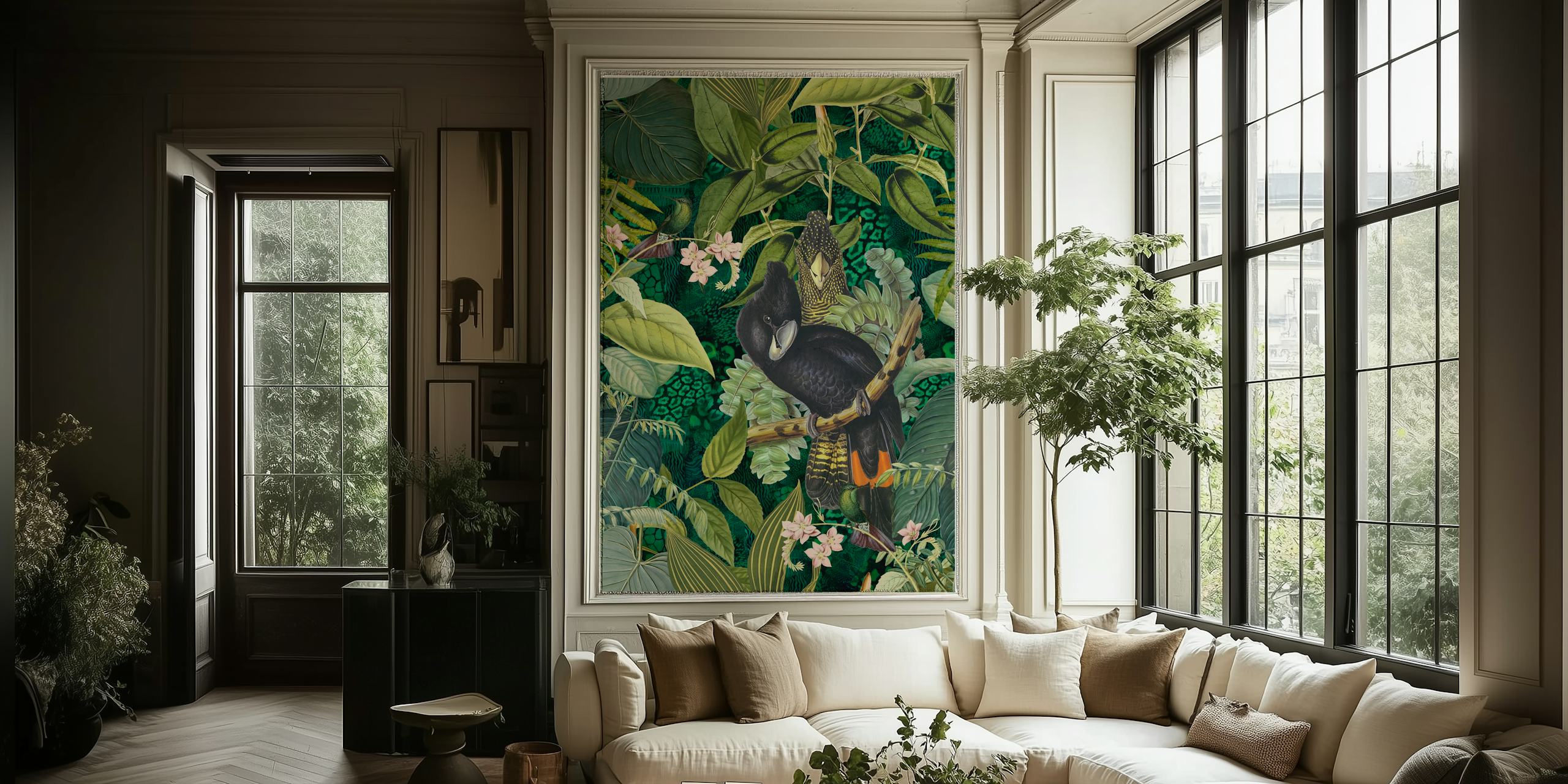Cockatoo Jungle Friends wallpaper in a room