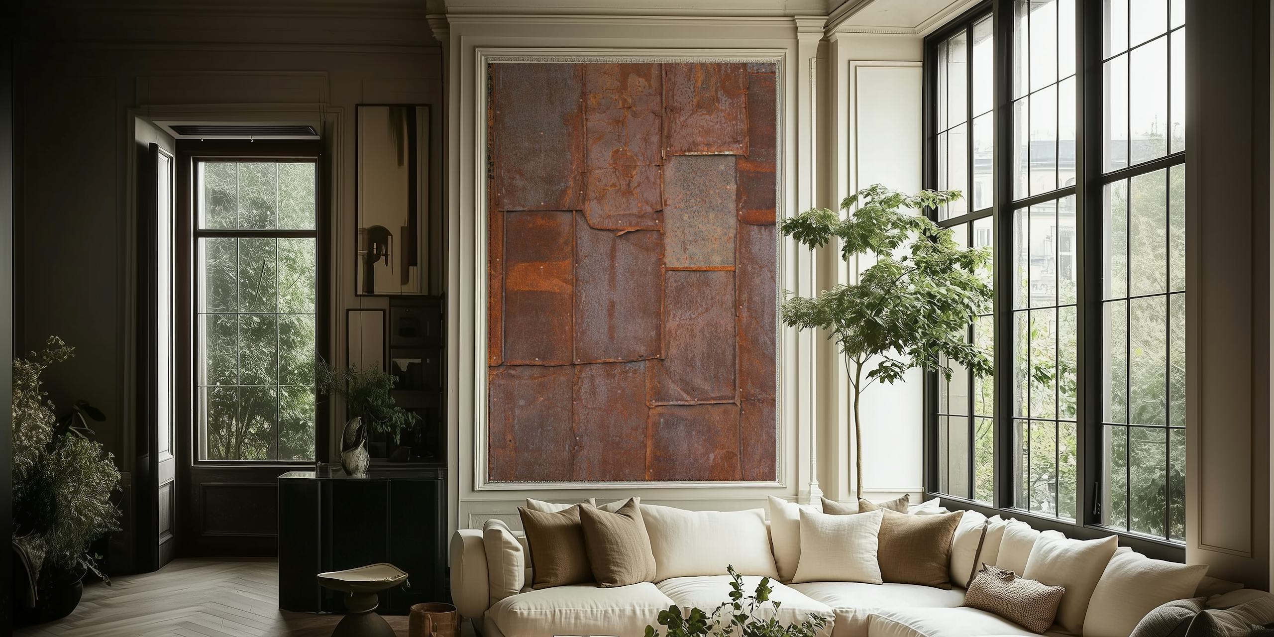 Carta da parati Rusty Panel con texture metalliche esposte alle intemperie