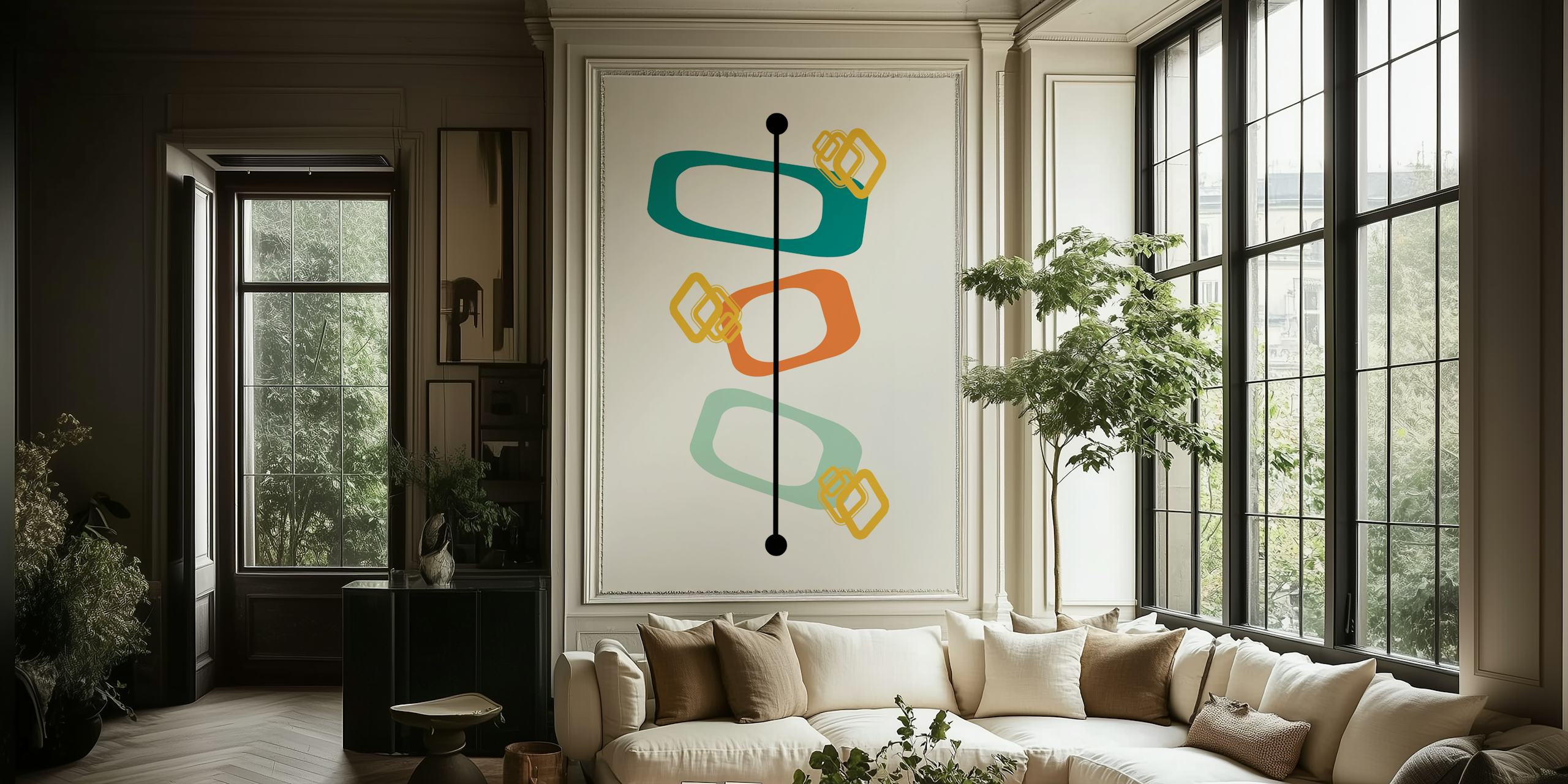Mid Century Modern Shapes 02 tapet i ett rum
