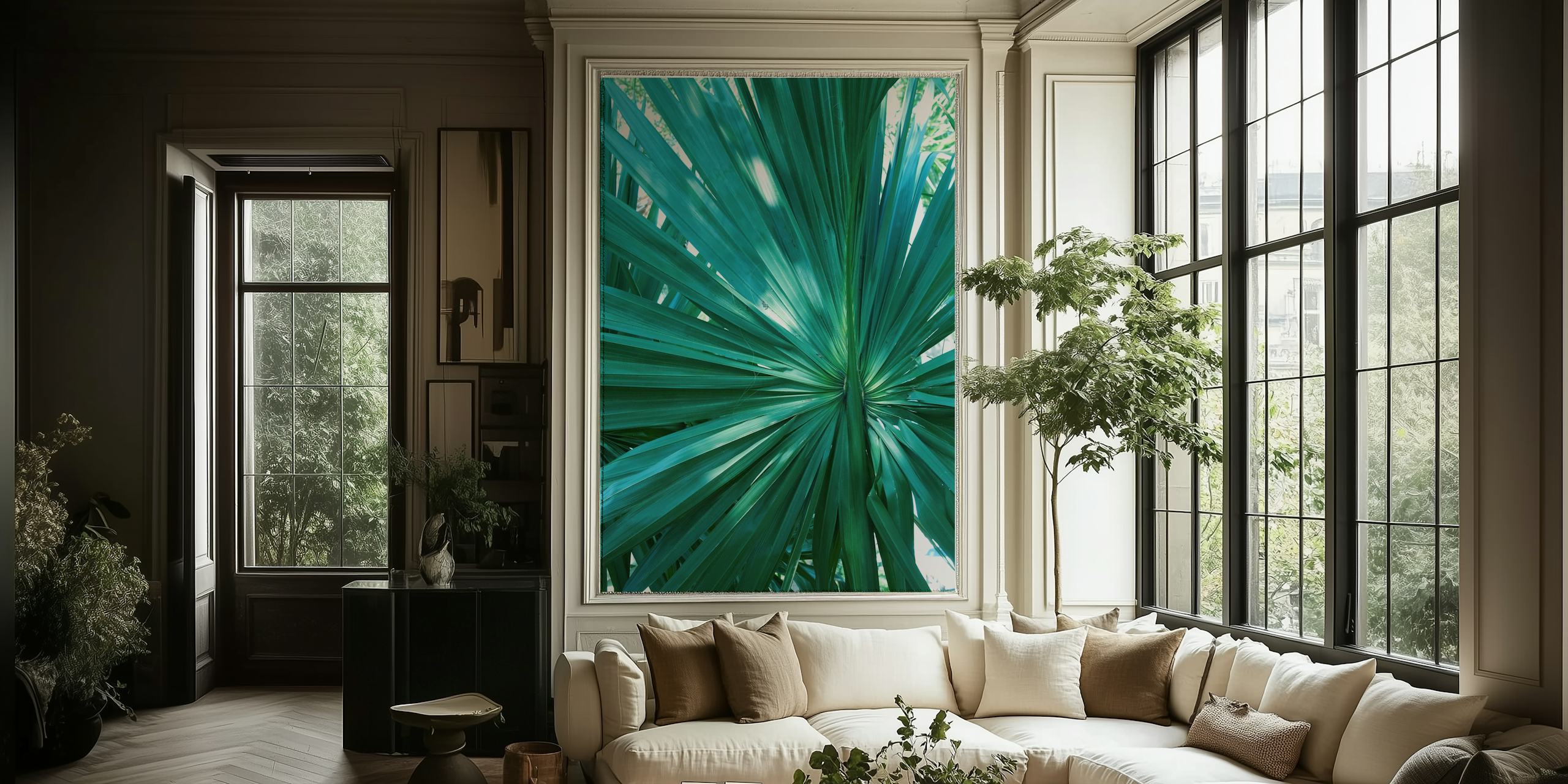 Tropical Fan Palm Finesse wallpaper in a room