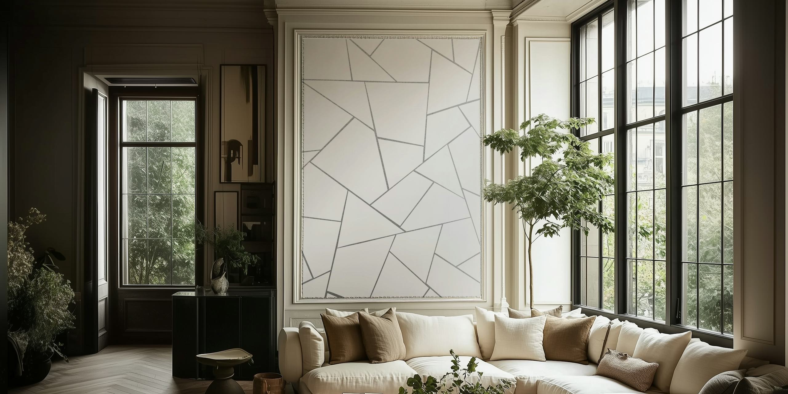 Geometric pattern in silver and gray tones wallpaper