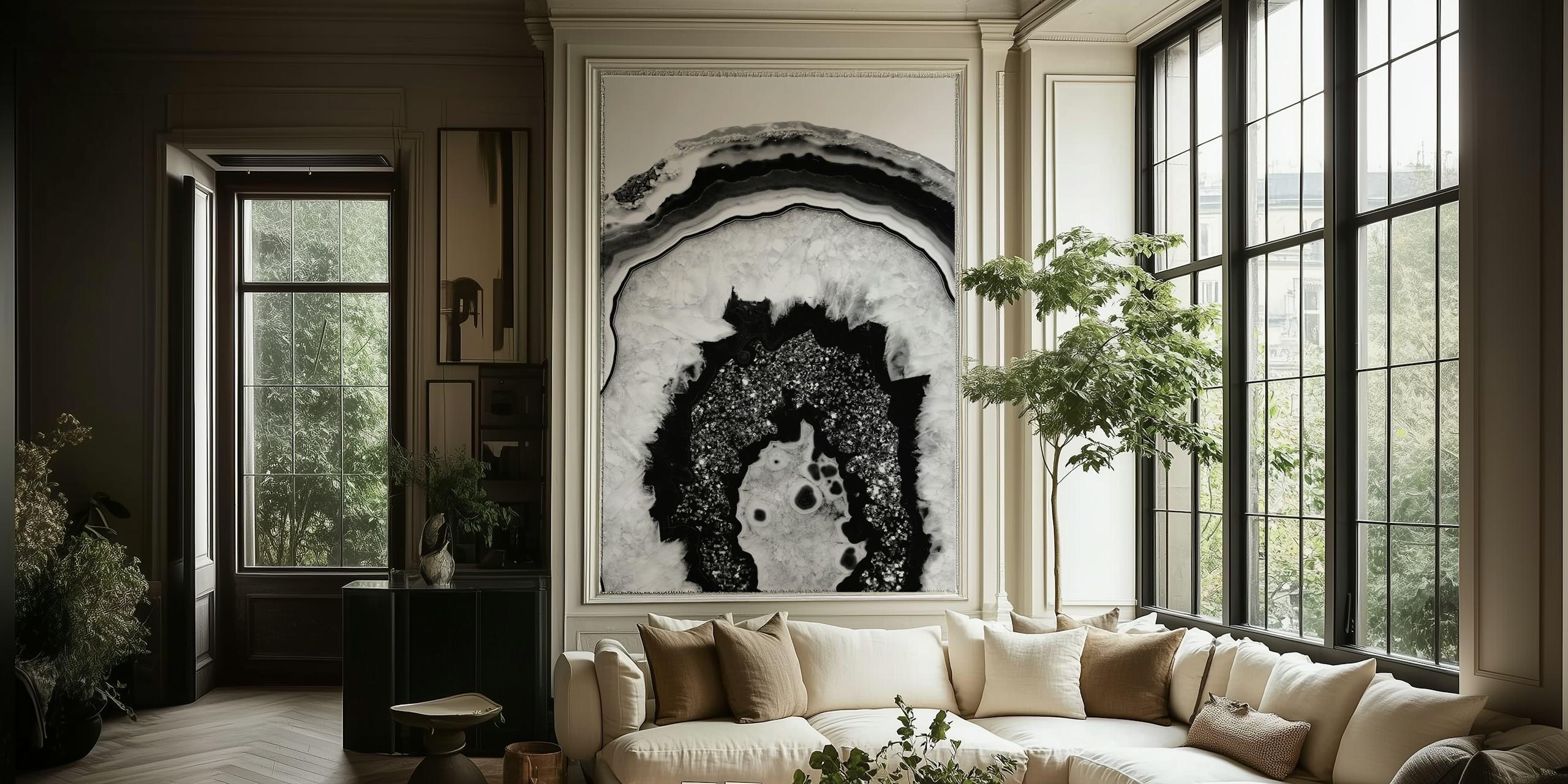 Papel pintado Gray Black White Agate Black 2 en una habitación