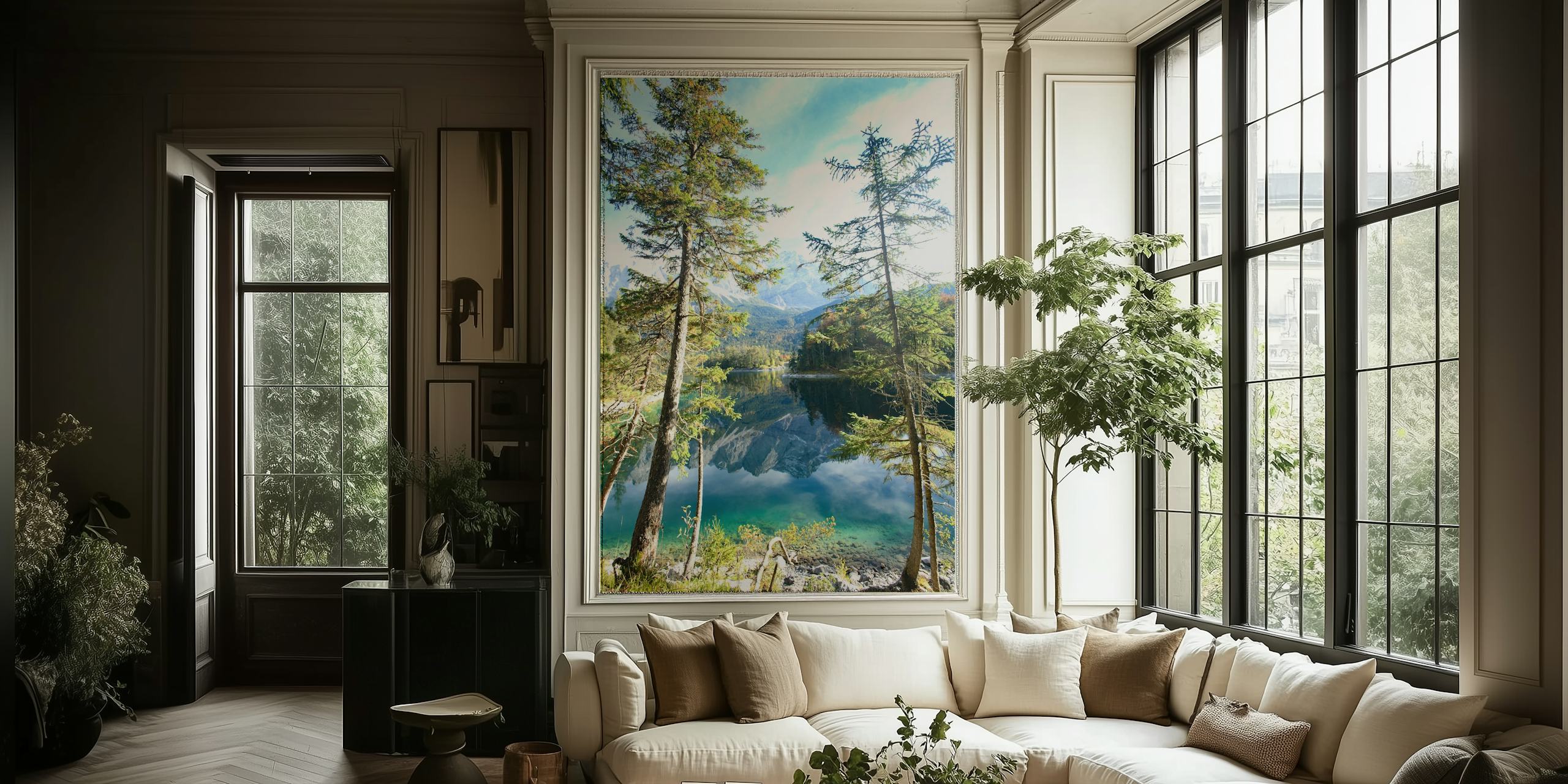 Mountain Lake Bliss 2 wallpaper in een kamer