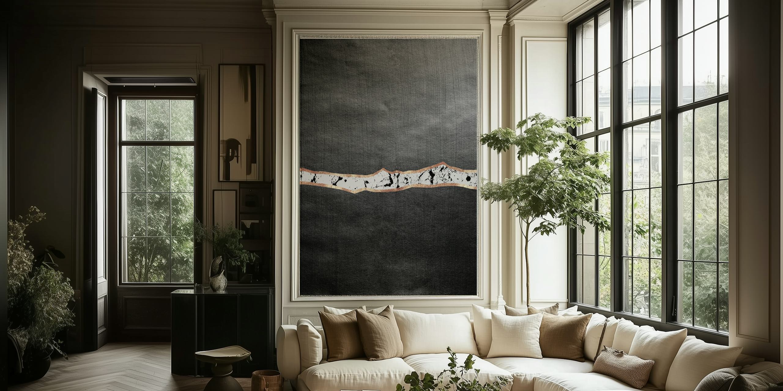 Abstract black and white wallpaper with textured design