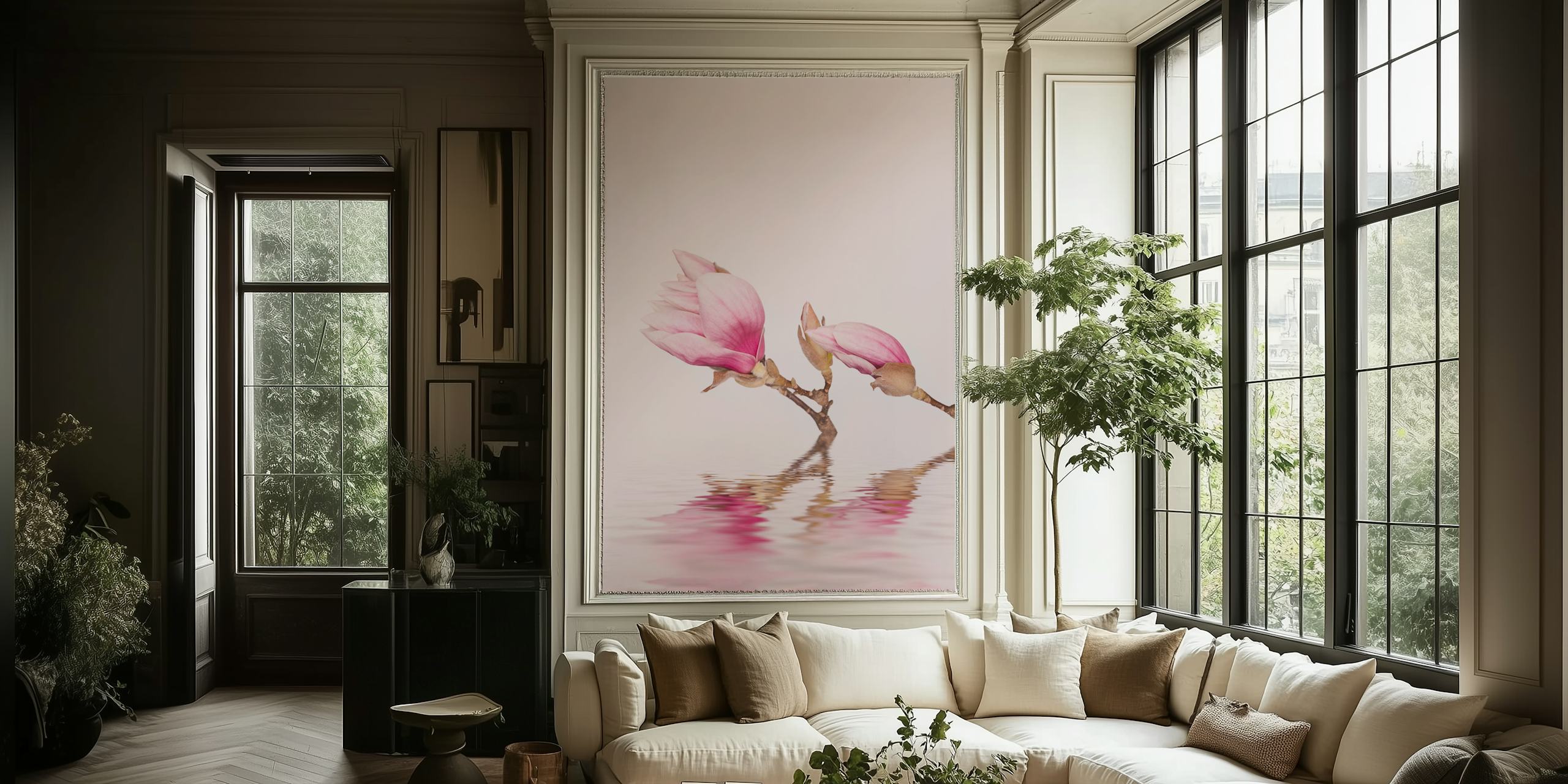 Pink Magnolia Flower Zen Art w pokoju