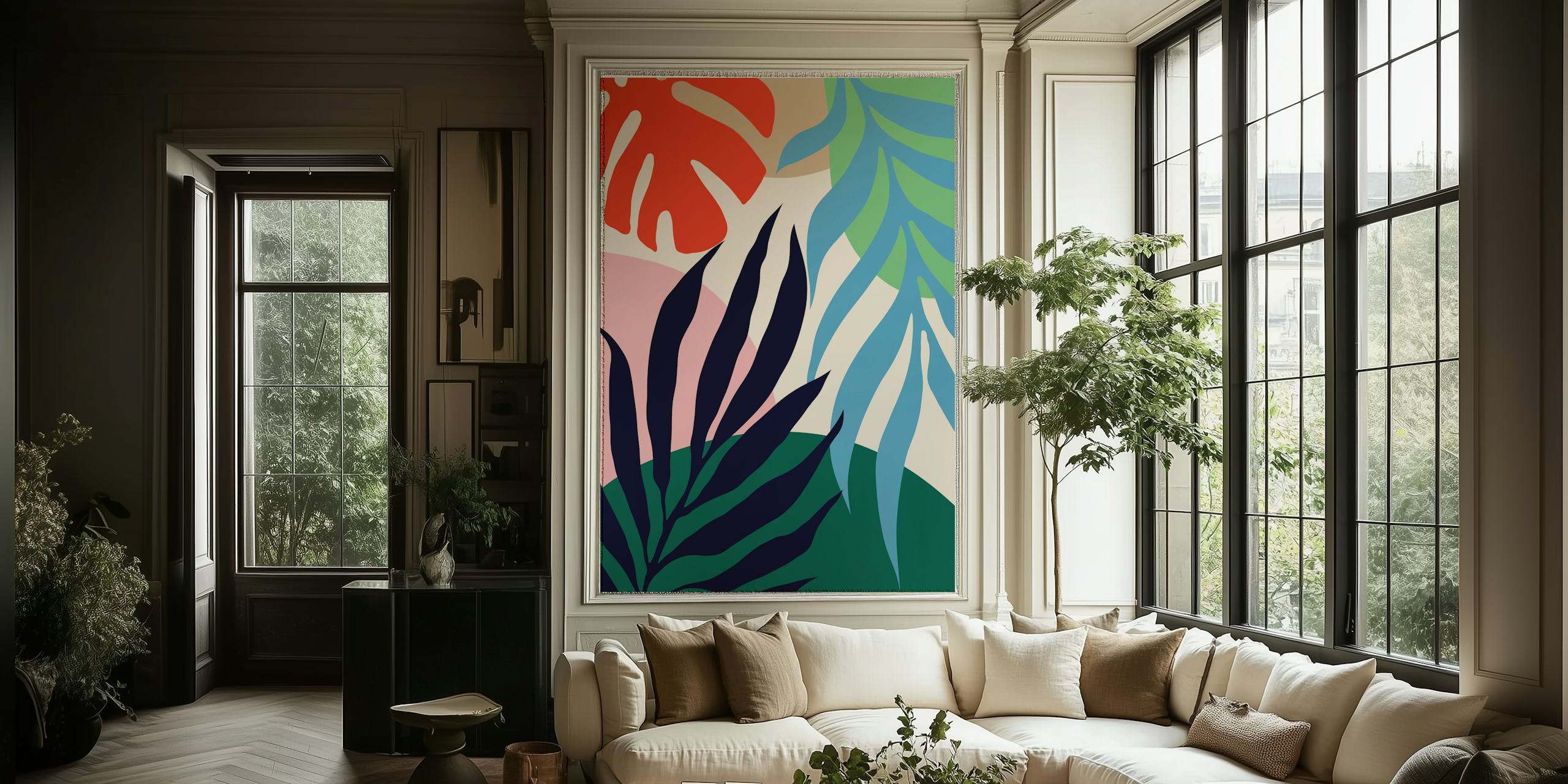 Colorful tropical leaves in various colors wallpaper