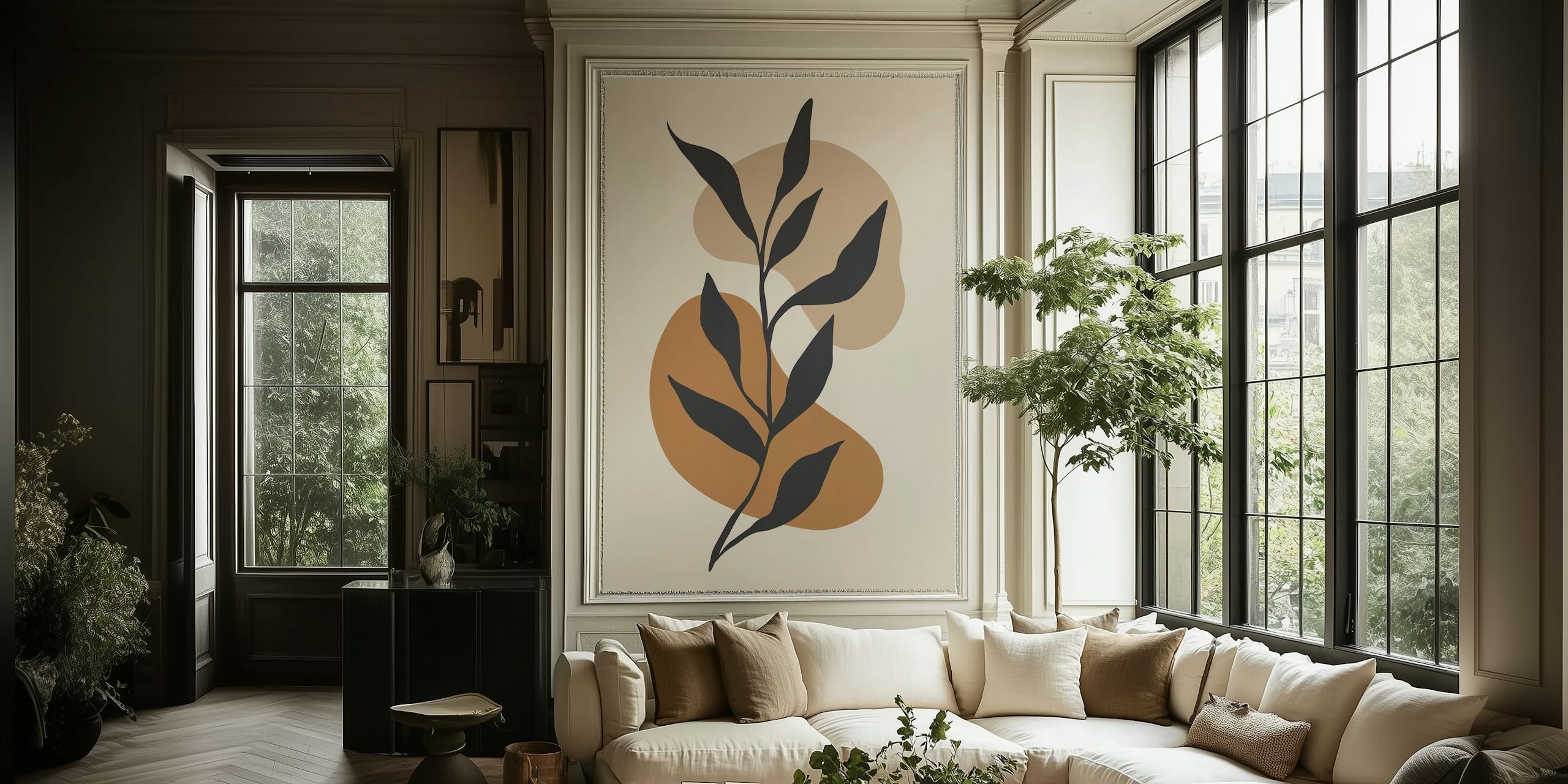 Organic nature wallpaper design in a room