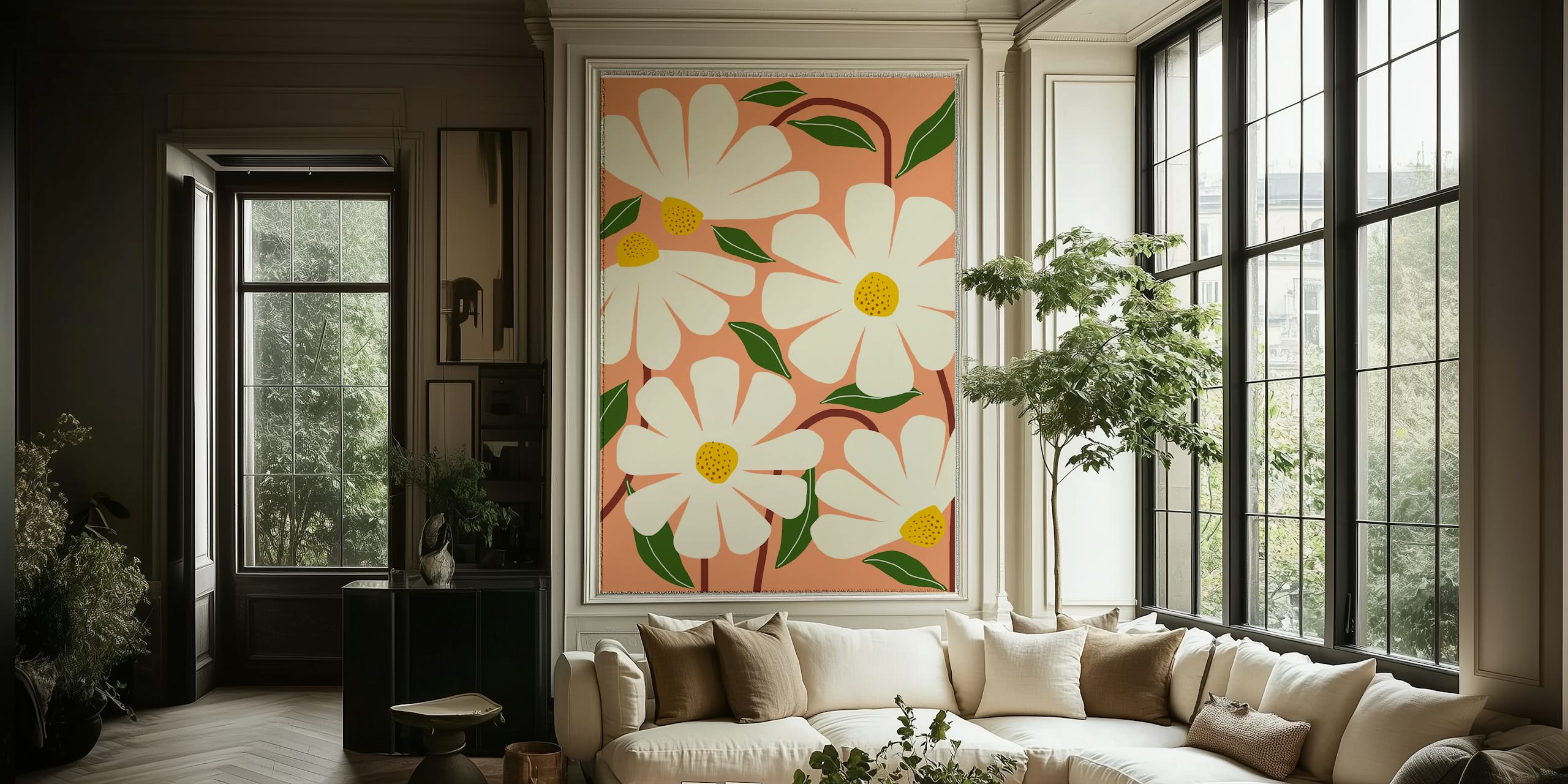 Ταπετσαρία Wild Daisies σε μια αίθουσα