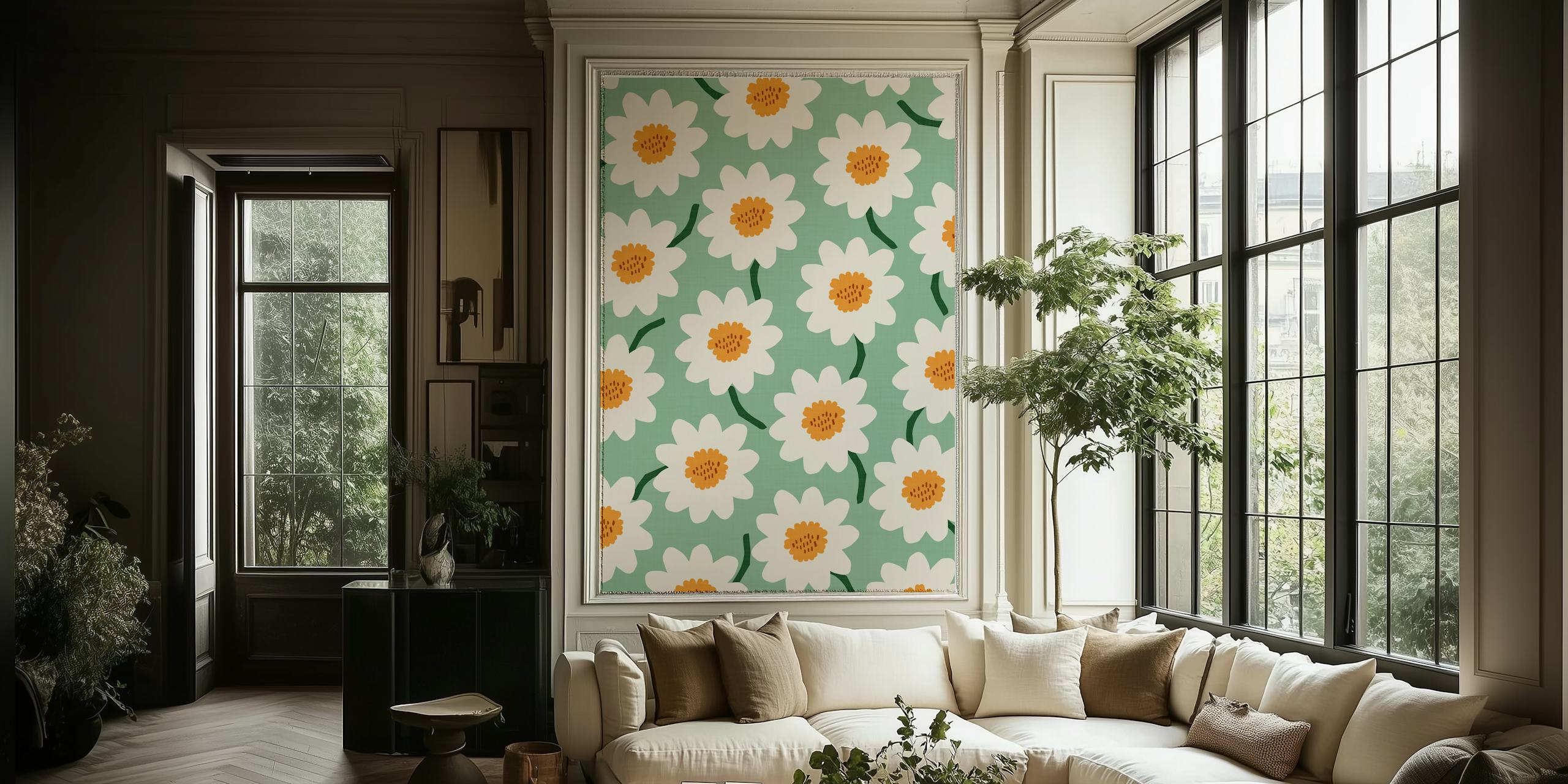 Ταπετσαρία Flower field σε ένα δωμάτιο