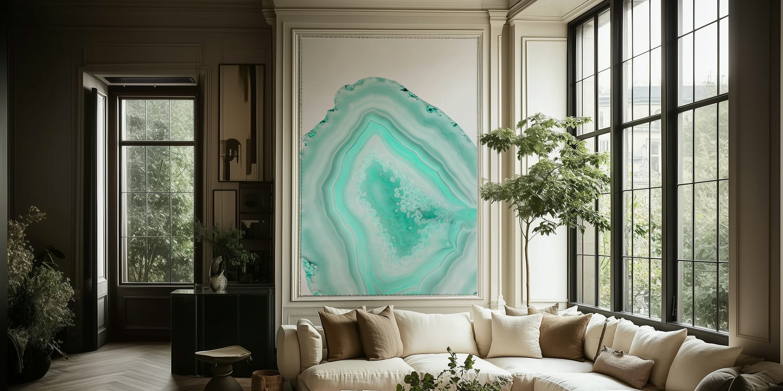 Soft Turquoise Agate Dream wallpaper in a room