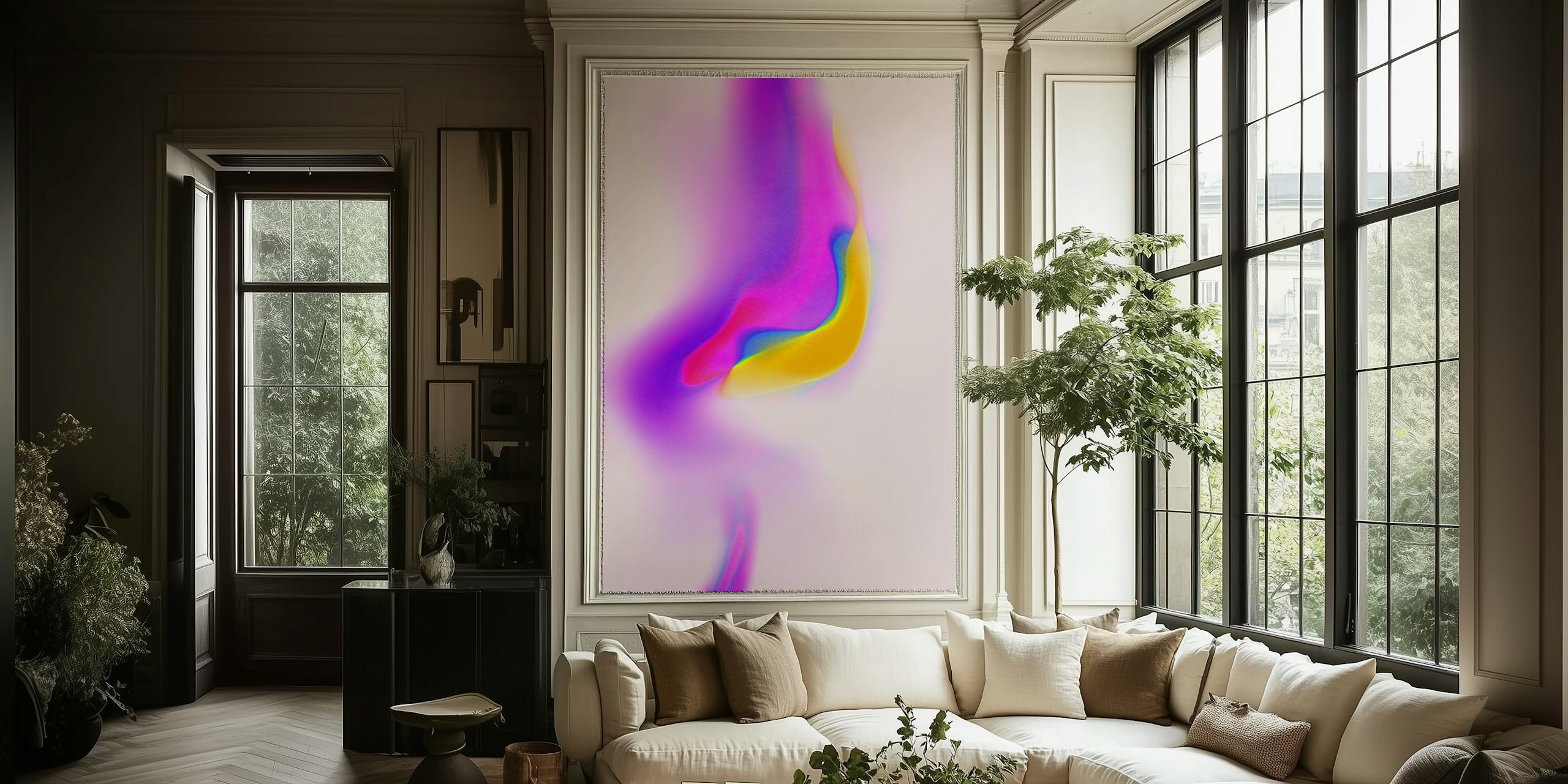 Abstract papel de parede colorido em um quarto