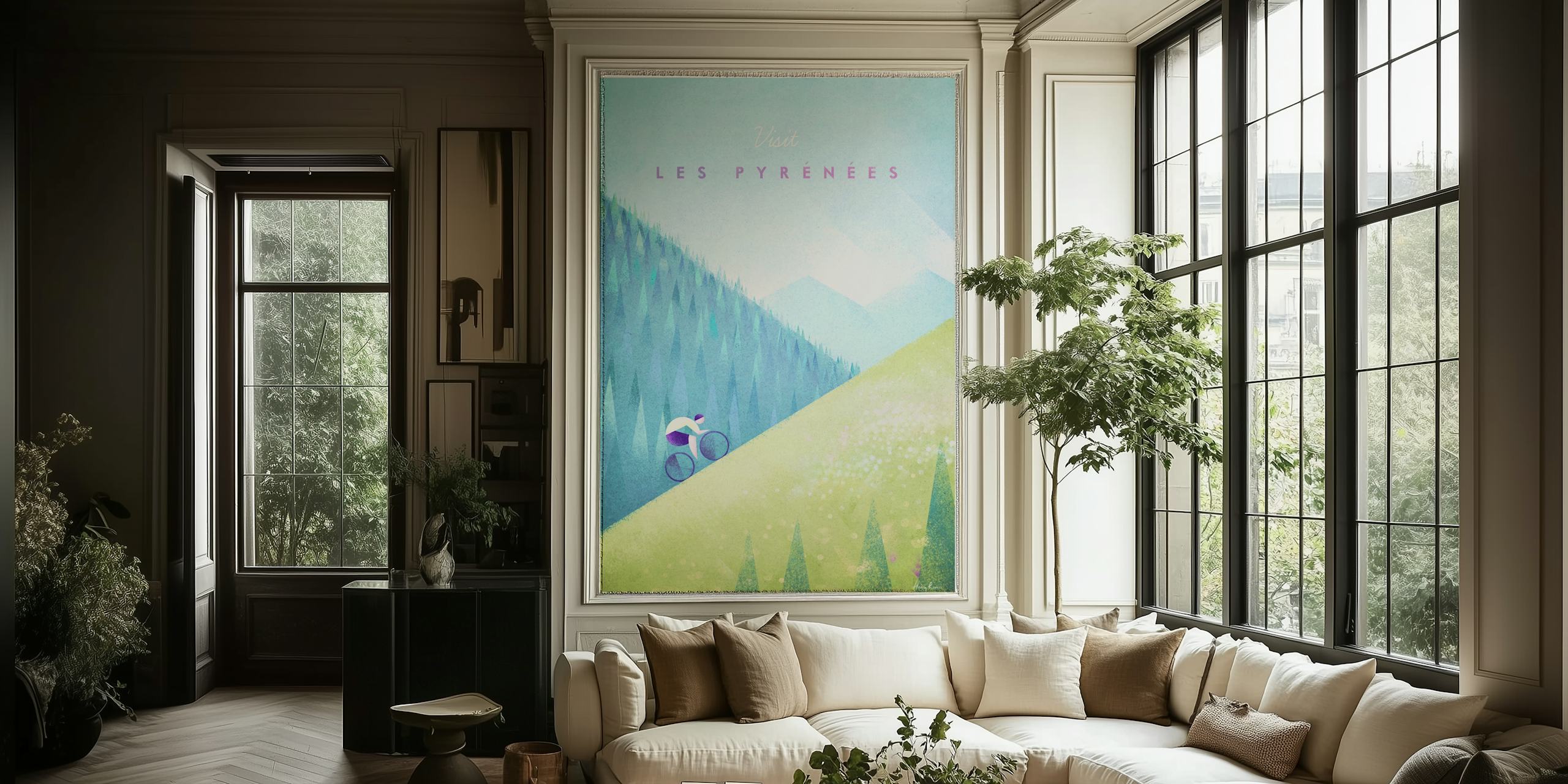 Ταπετσαρία Pyrenees Travel Poster σε ένα δωμάτιο