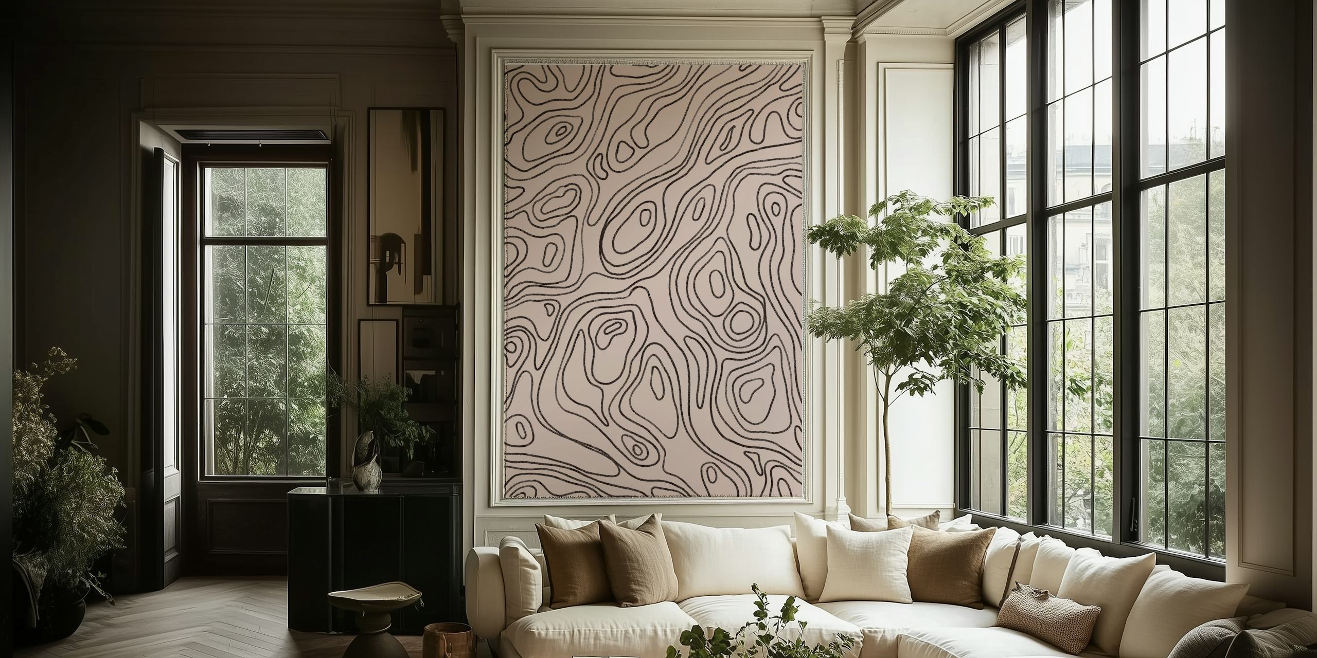 Ταπετσαρία Iso Lines Pattern σε μοντέρνο δωμάτιο