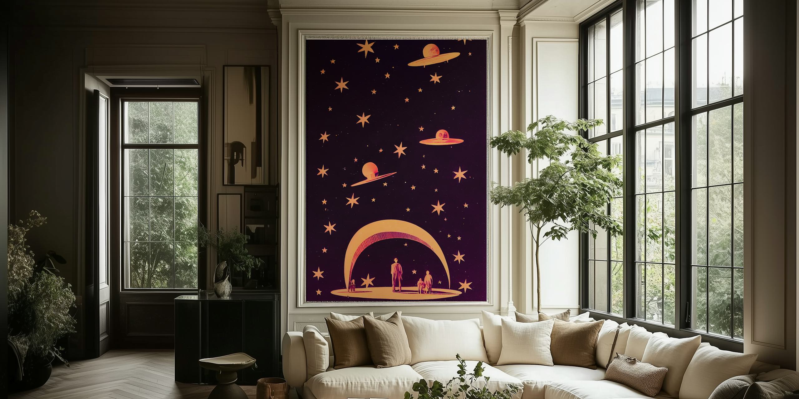 A Galactic Dream Tapetdesign in einem Raum