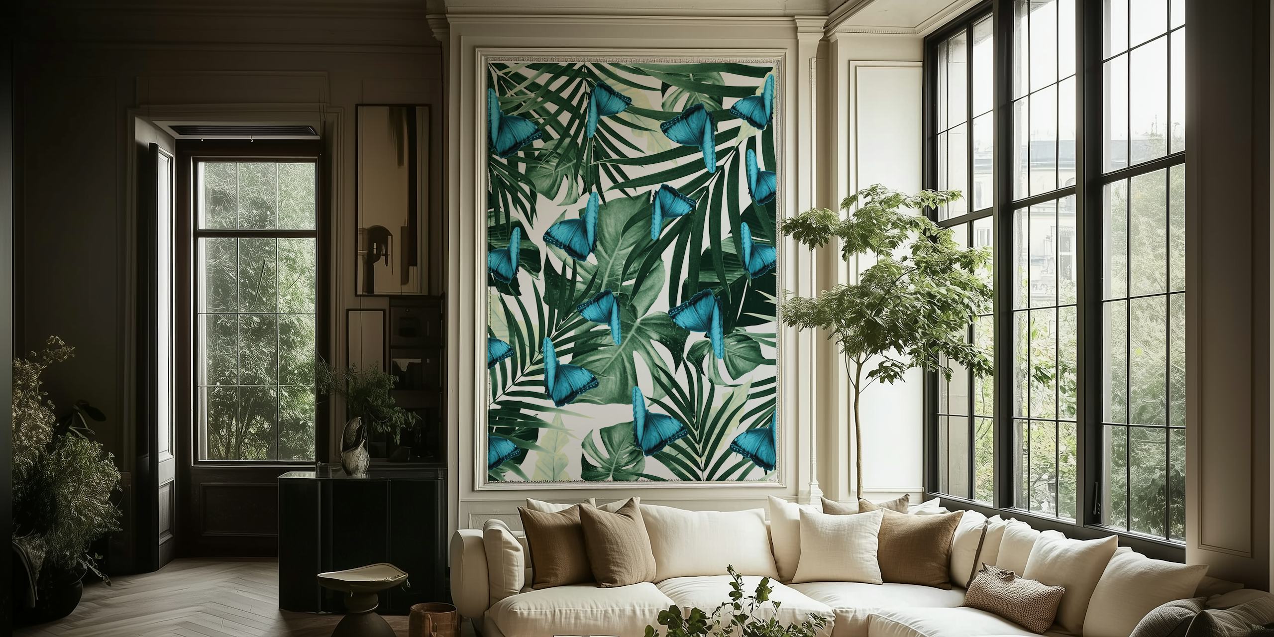 Tropical Butterfly Jungle wallpaper in a room