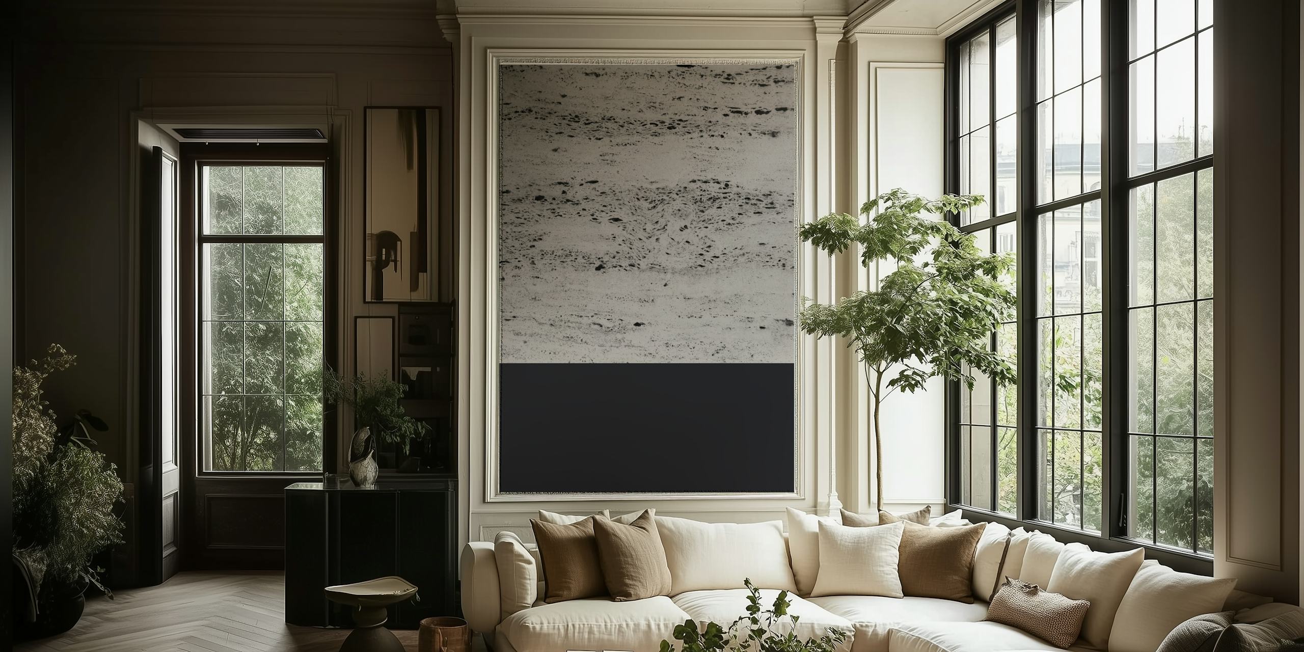Charcoal on Concrete wallpaper displayed in a room