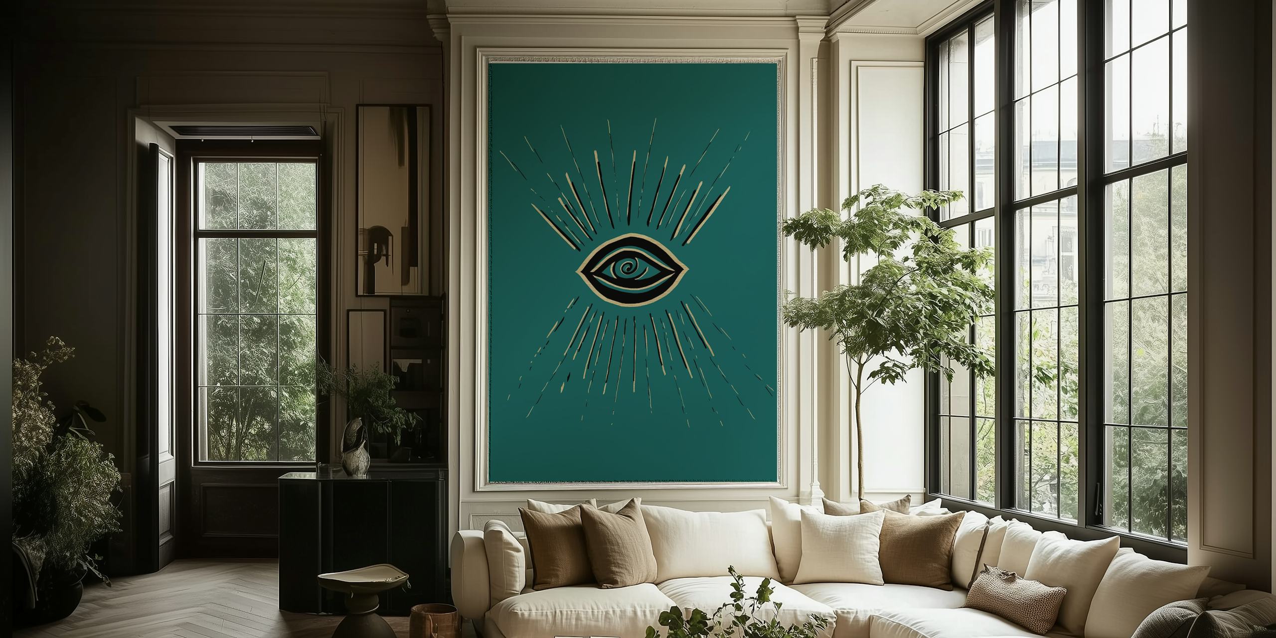 Evil Eye Gold Black design på teal