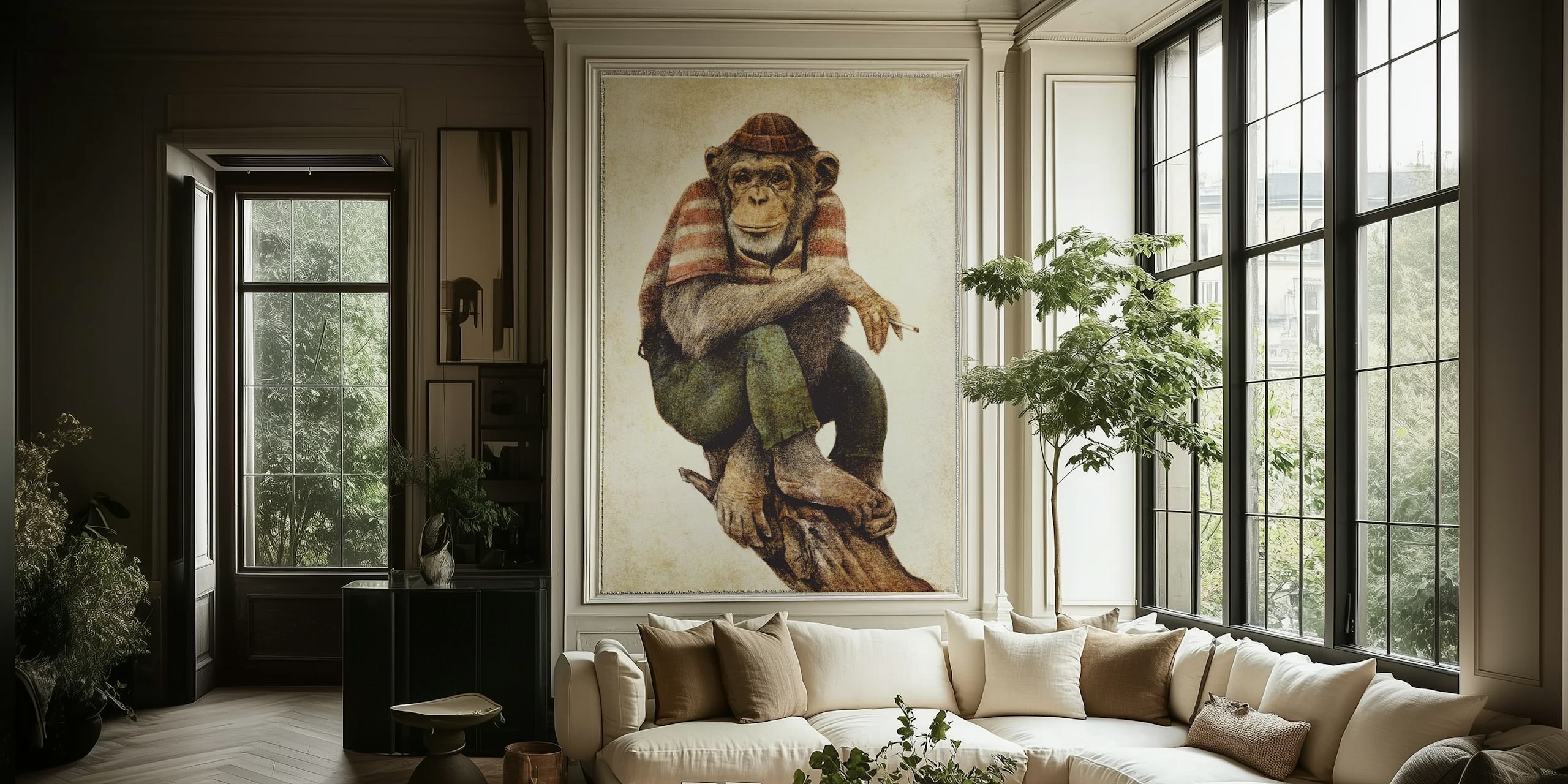 Smoke and Chill II wallpaper in a stylish room