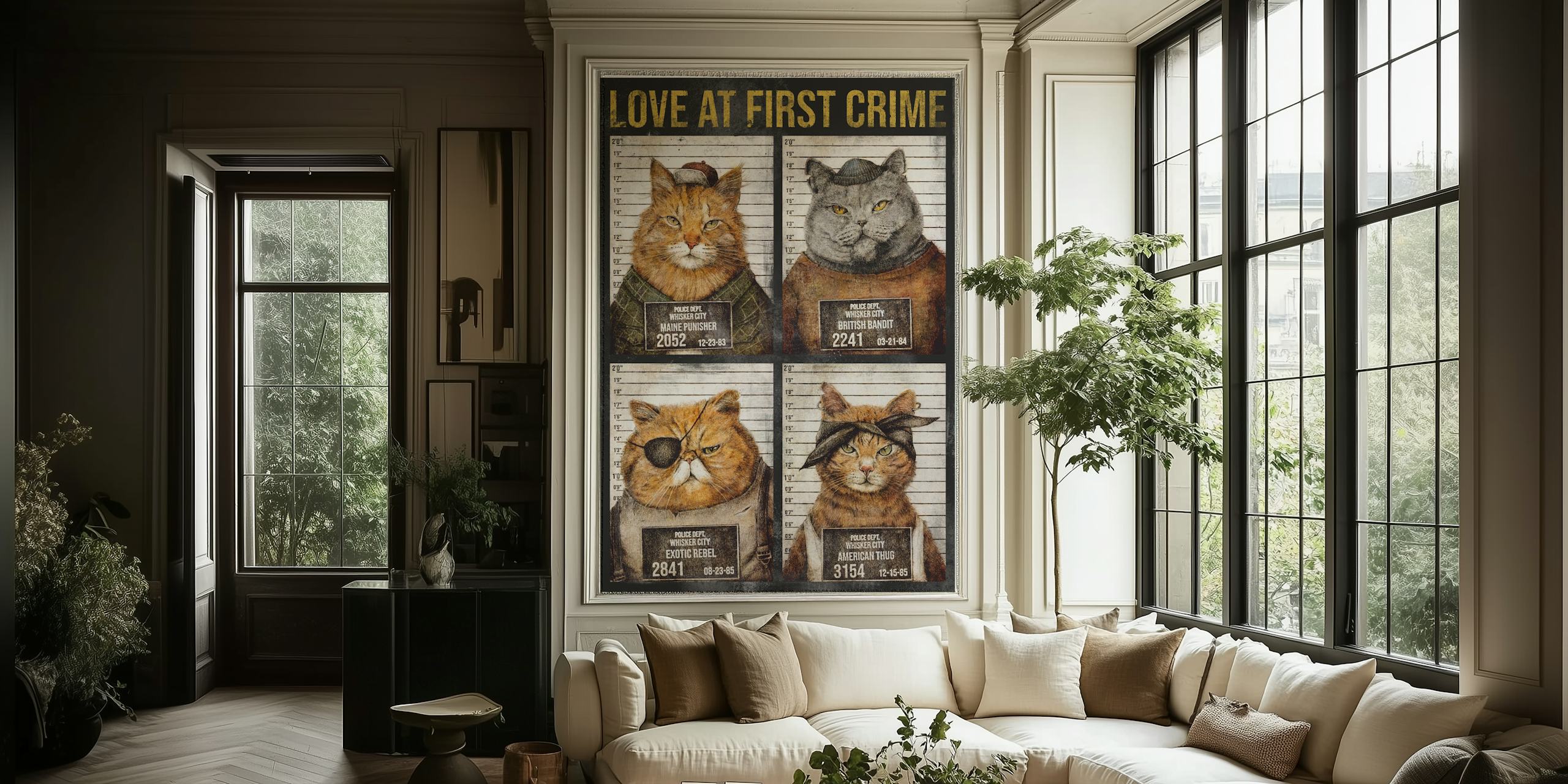 Design de papier peint sur le thème des chats fantaisistes