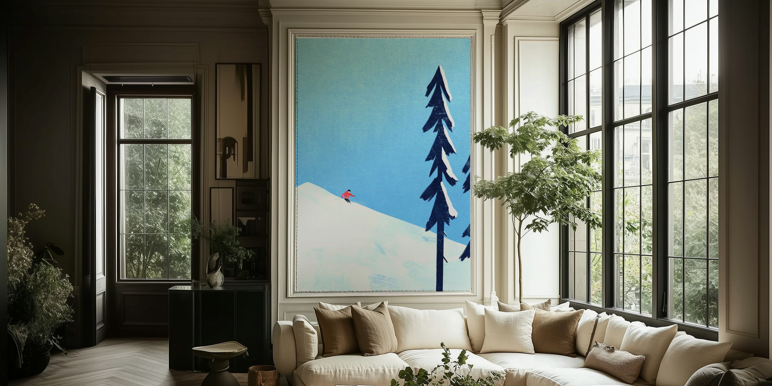 Carta da parati Blue Sky Skiing in una stanza