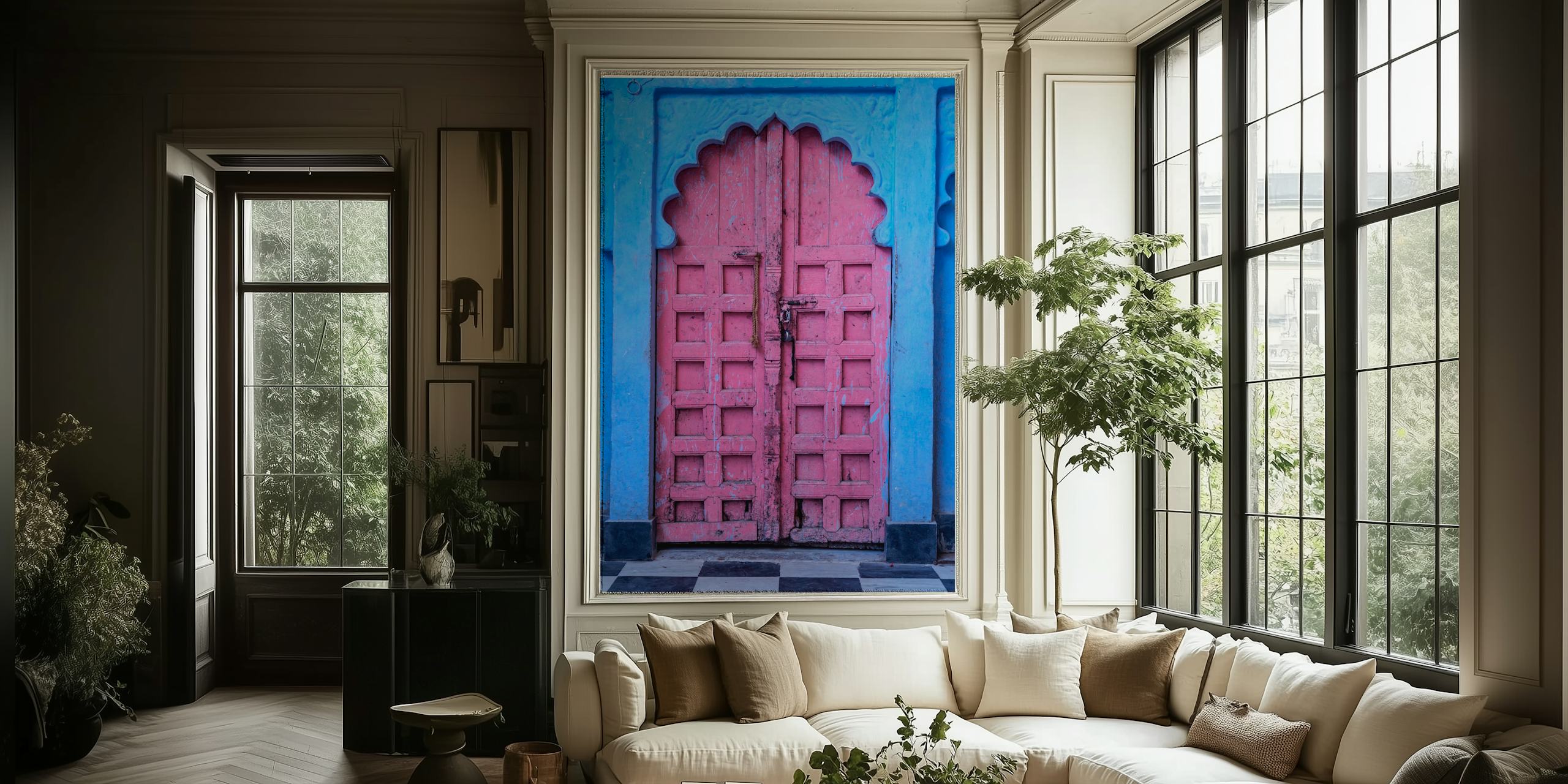 Papel de parede com uma Pink Door In The Blue City