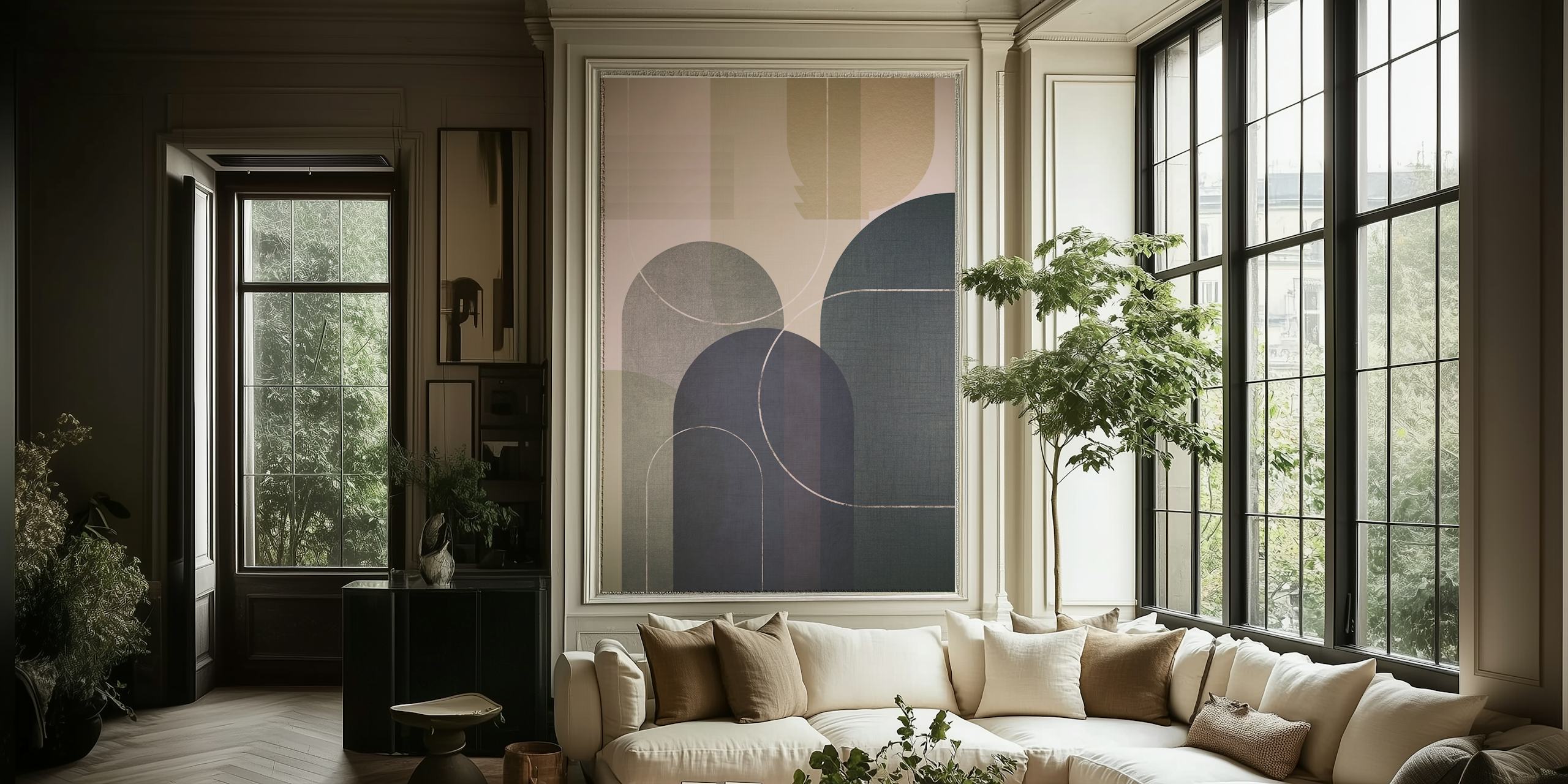 Modern Mid Century Linen 3 papier peint dans une pièce