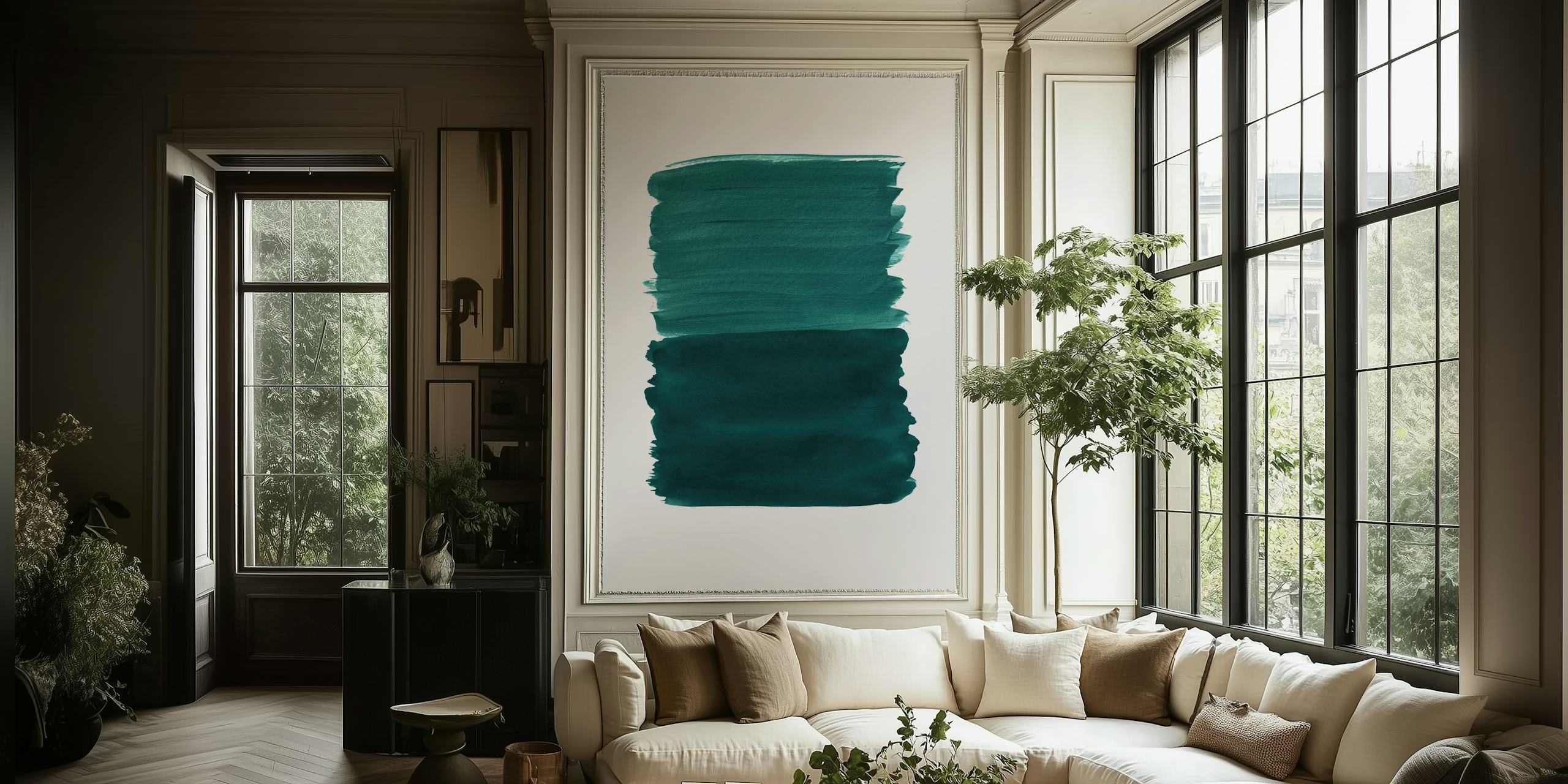 Papel tapiz Emerald Abstract Minimalism 3 en una habitación