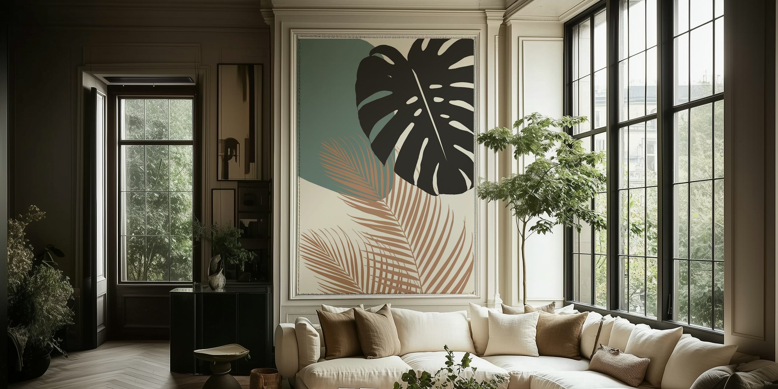 Minimal Monstera Palm 1 tapetti huoneessa